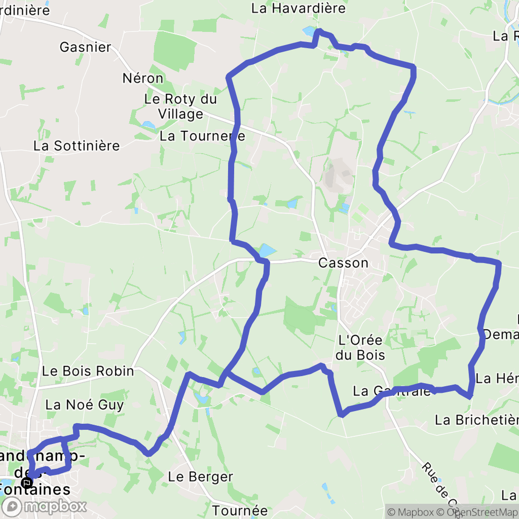 Grandchamp-des-Fontaines : carte du parcours de randonnée - France