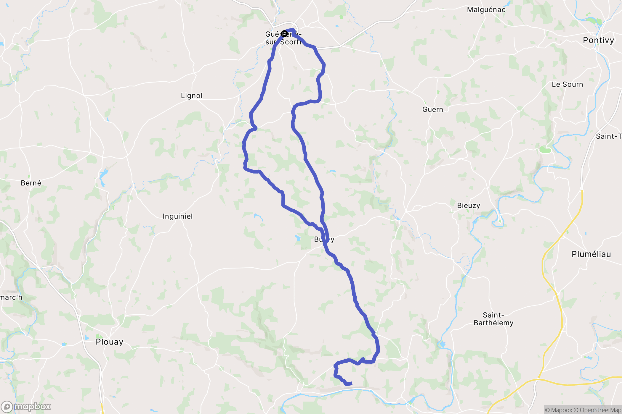 Guémené-sur-Scorff : carte du parcours de randonnée - France