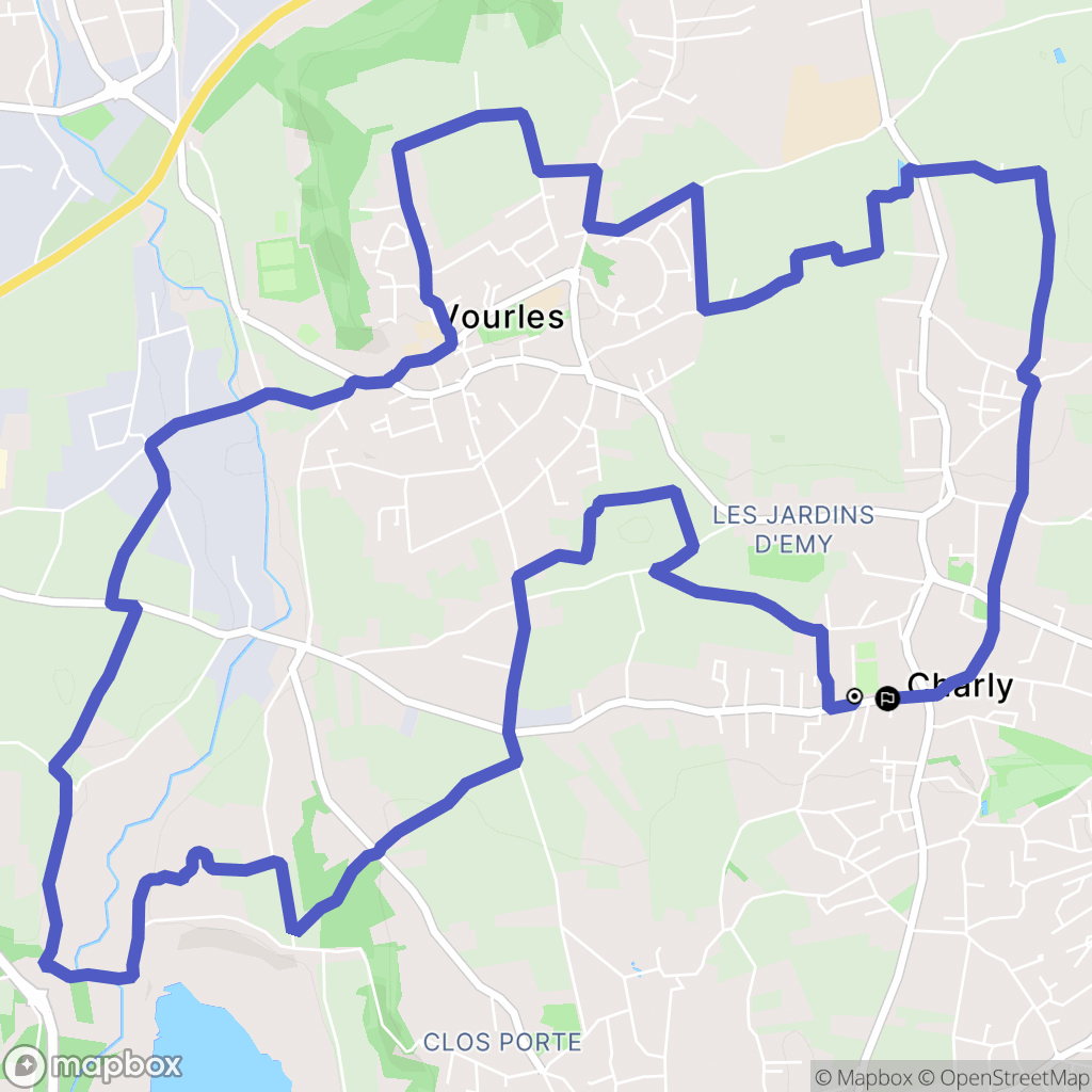 Charly : carte du parcours de randonnée - France
