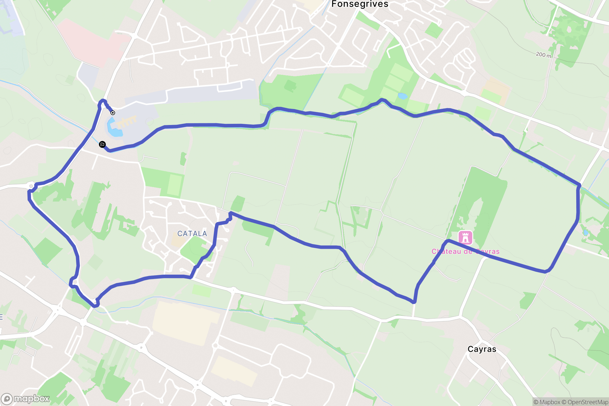 Quint-Fonsegrives : carte du parcours de randonnée - France