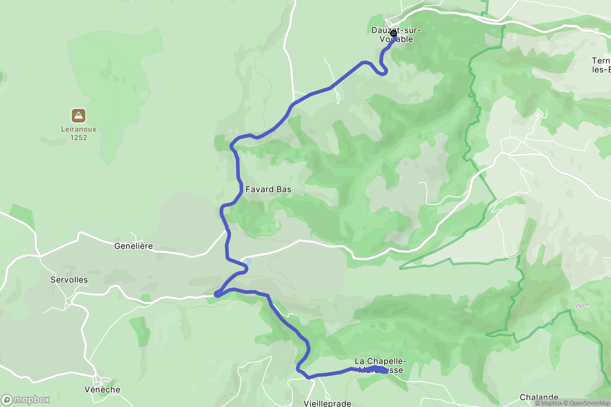 Dauzat-sur-Vodable : carte du parcours de randonnée - France