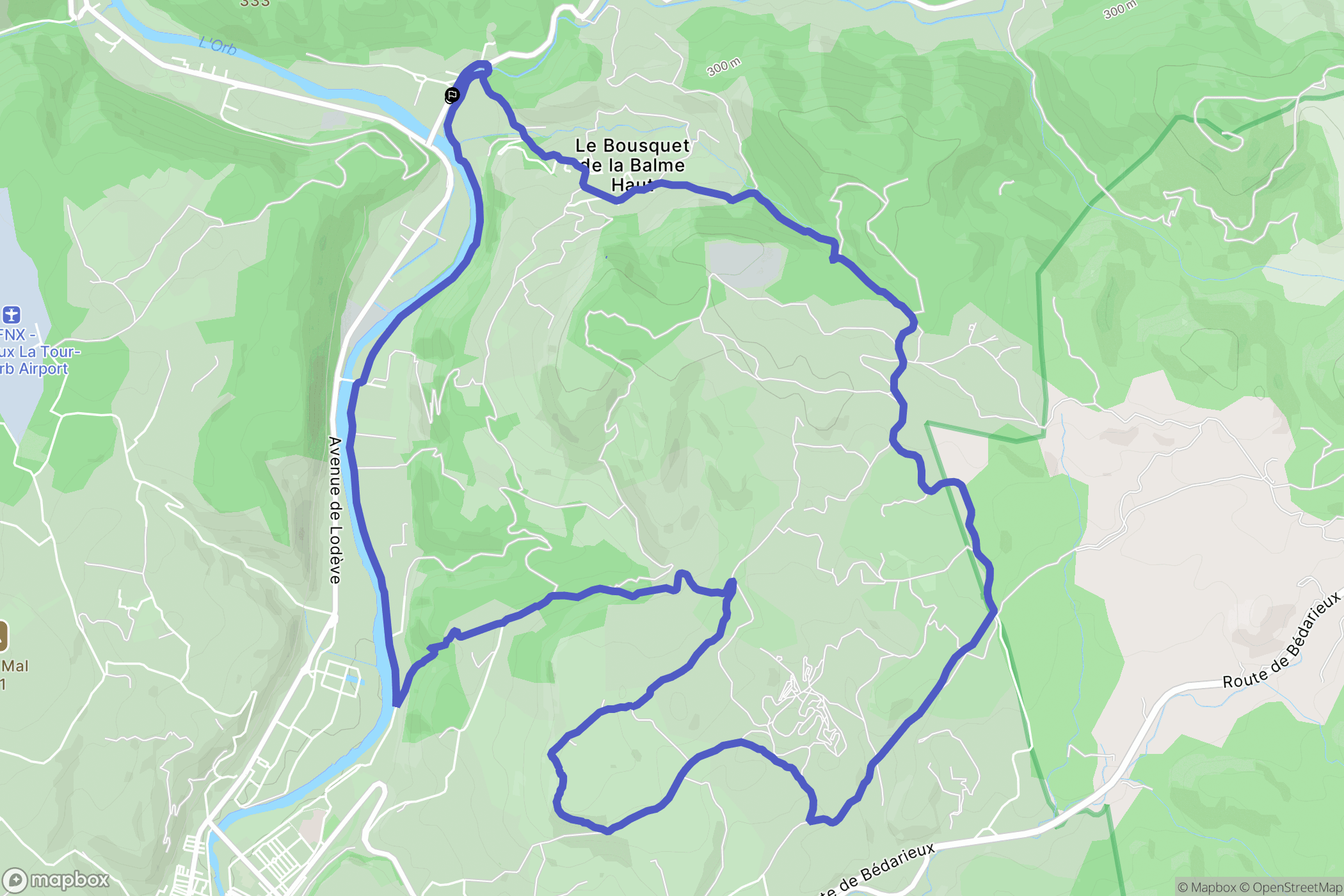 La Tour-sur-Orb : carte du parcours de randonnée - France