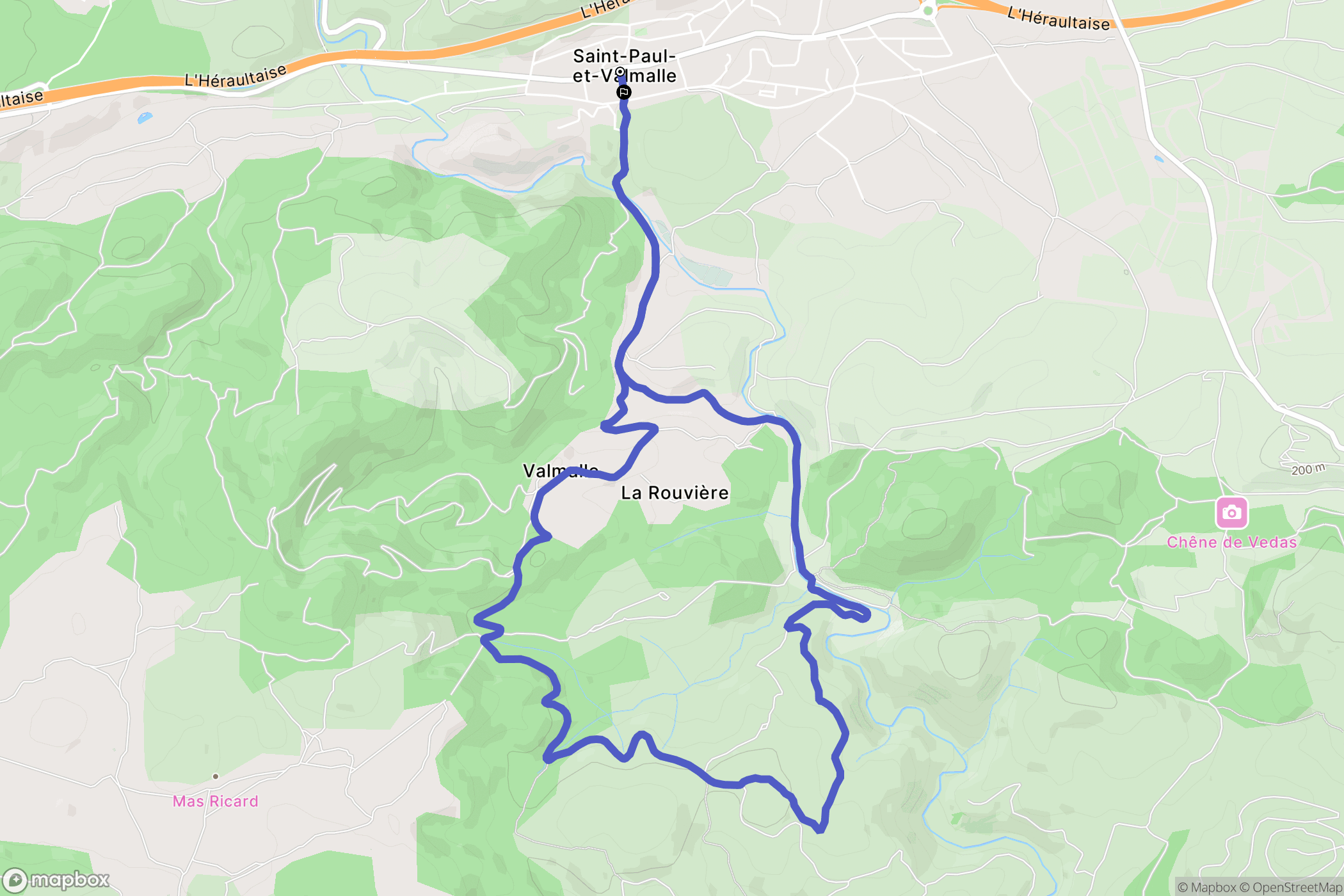 Saint-Paul-et-Valmalle : carte du parcours de randonnée - France