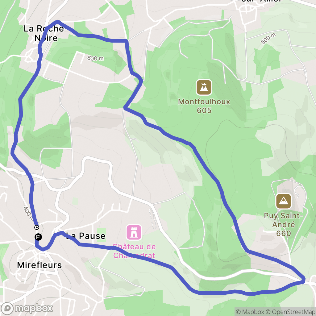 Mirefleurs : carte du parcours de randonnée - France
