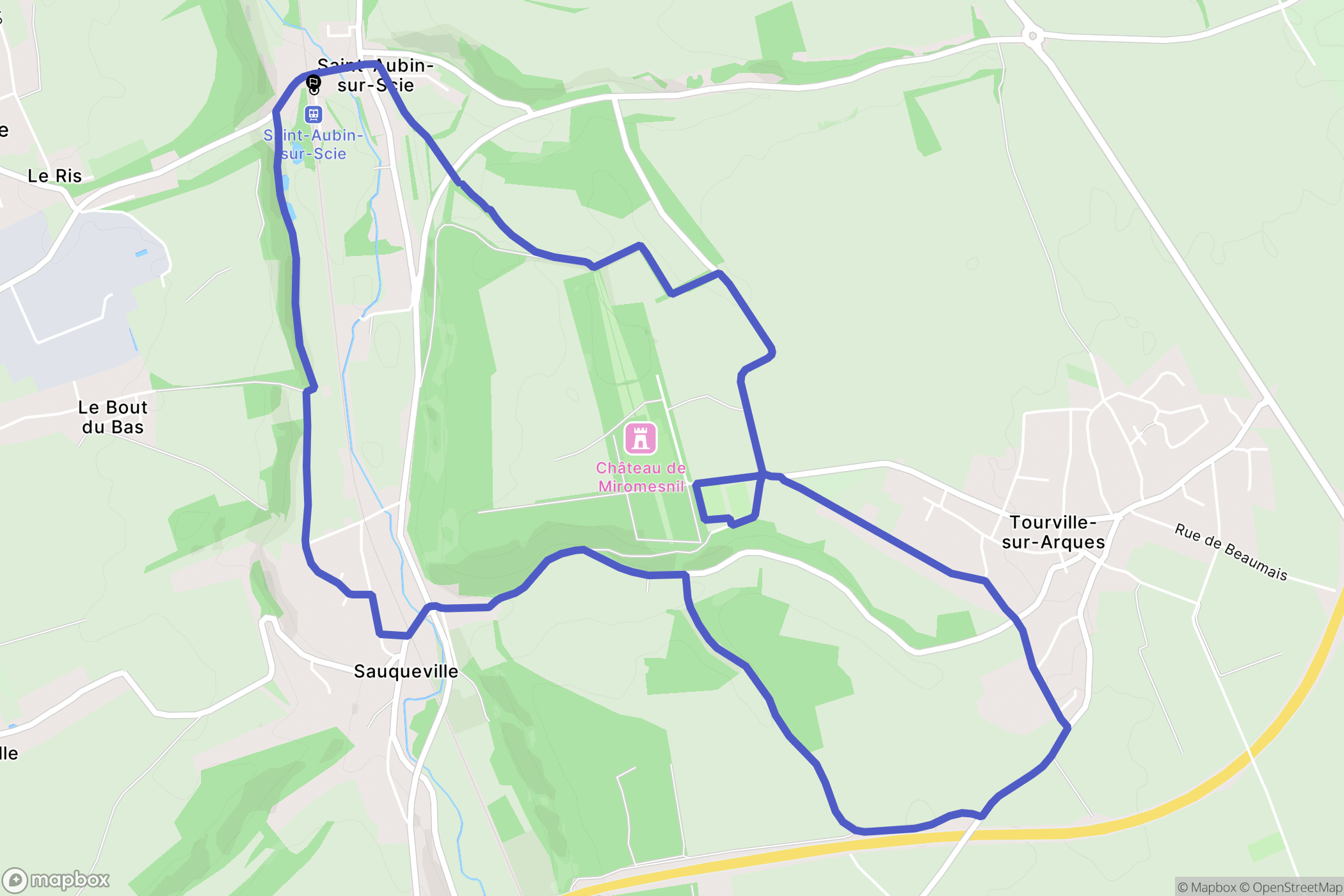 Saint-Aubin-sur-Scie : carte du parcours de randonnée - France
