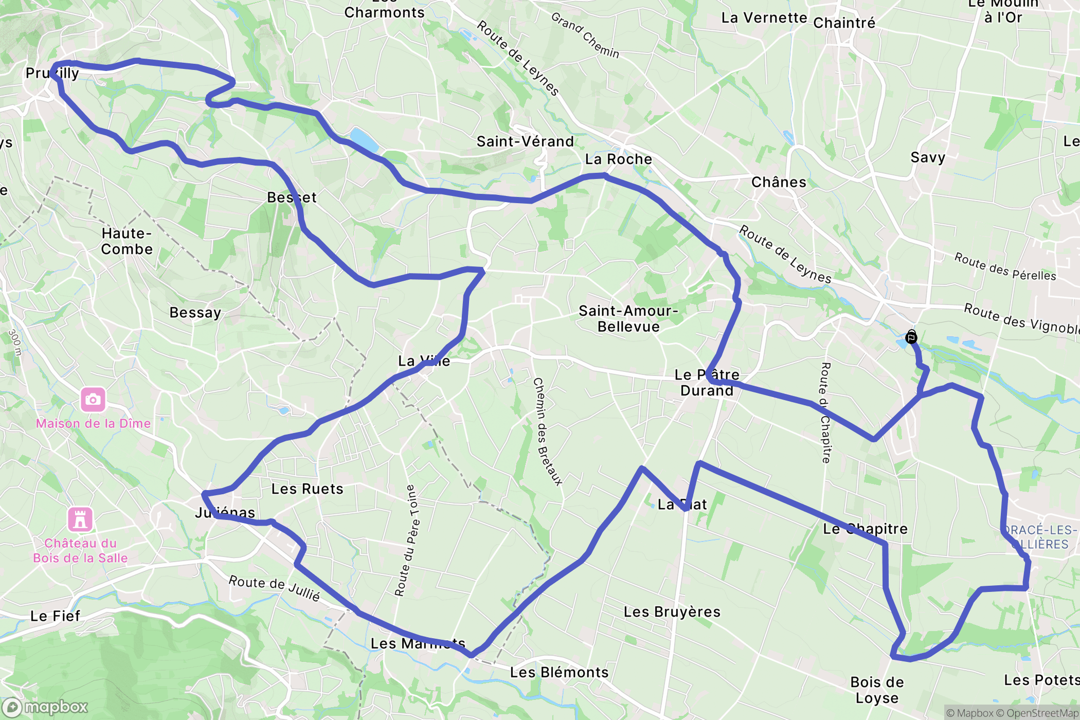 Chânes : carte du parcours de randonnée - France