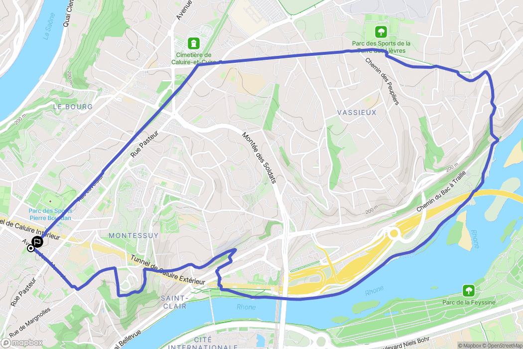 Caluire-et-Cuire : carte du parcours de randonnée - France