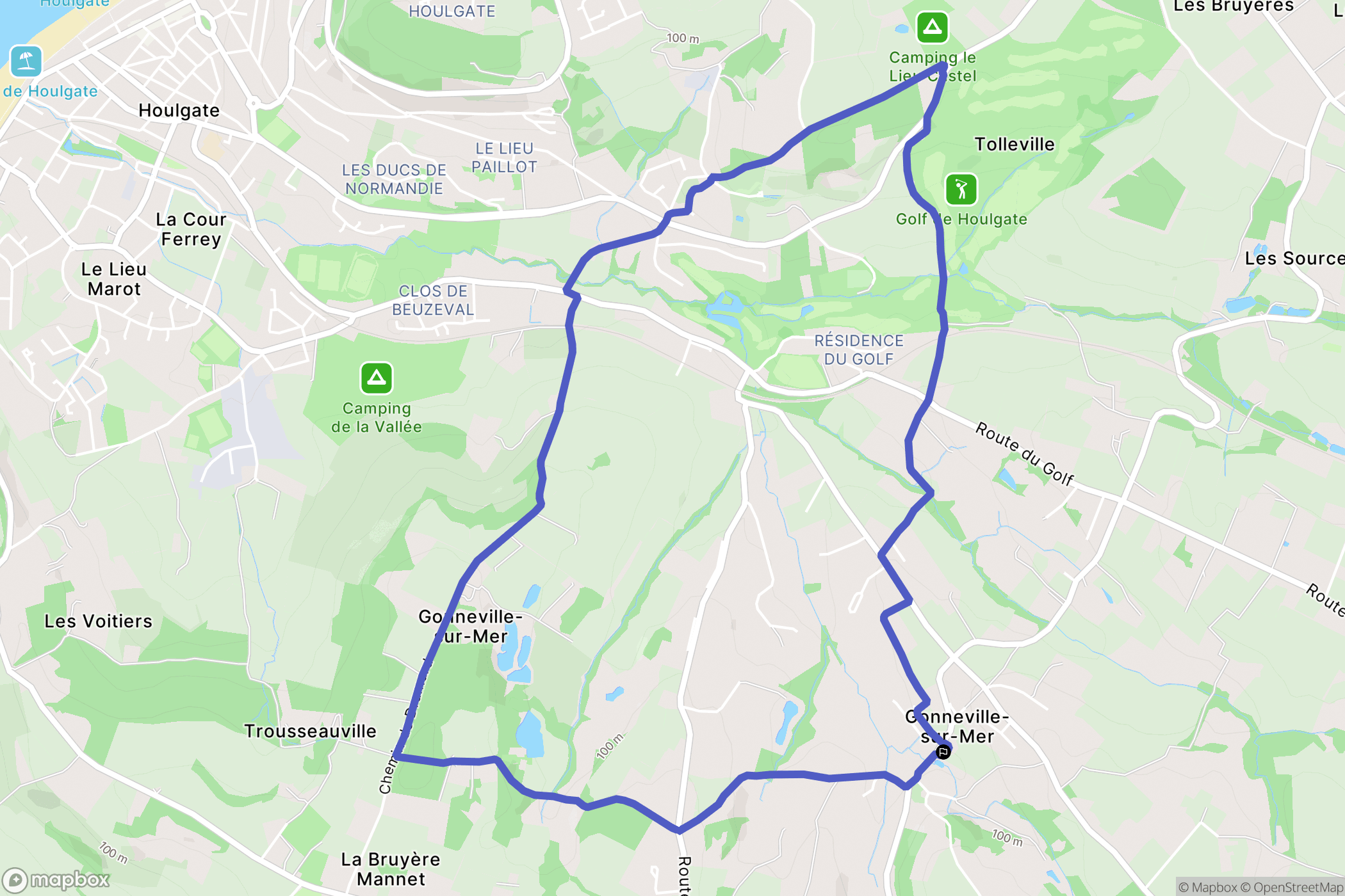 Gonneville-sur-Mer : carte du parcours de randonnée - France