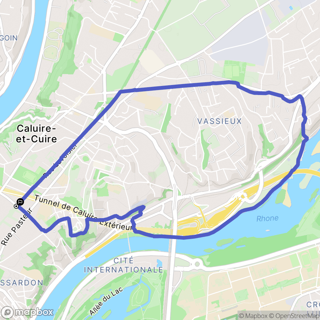 Caluire-et-Cuire : carte du parcours de randonnée - France