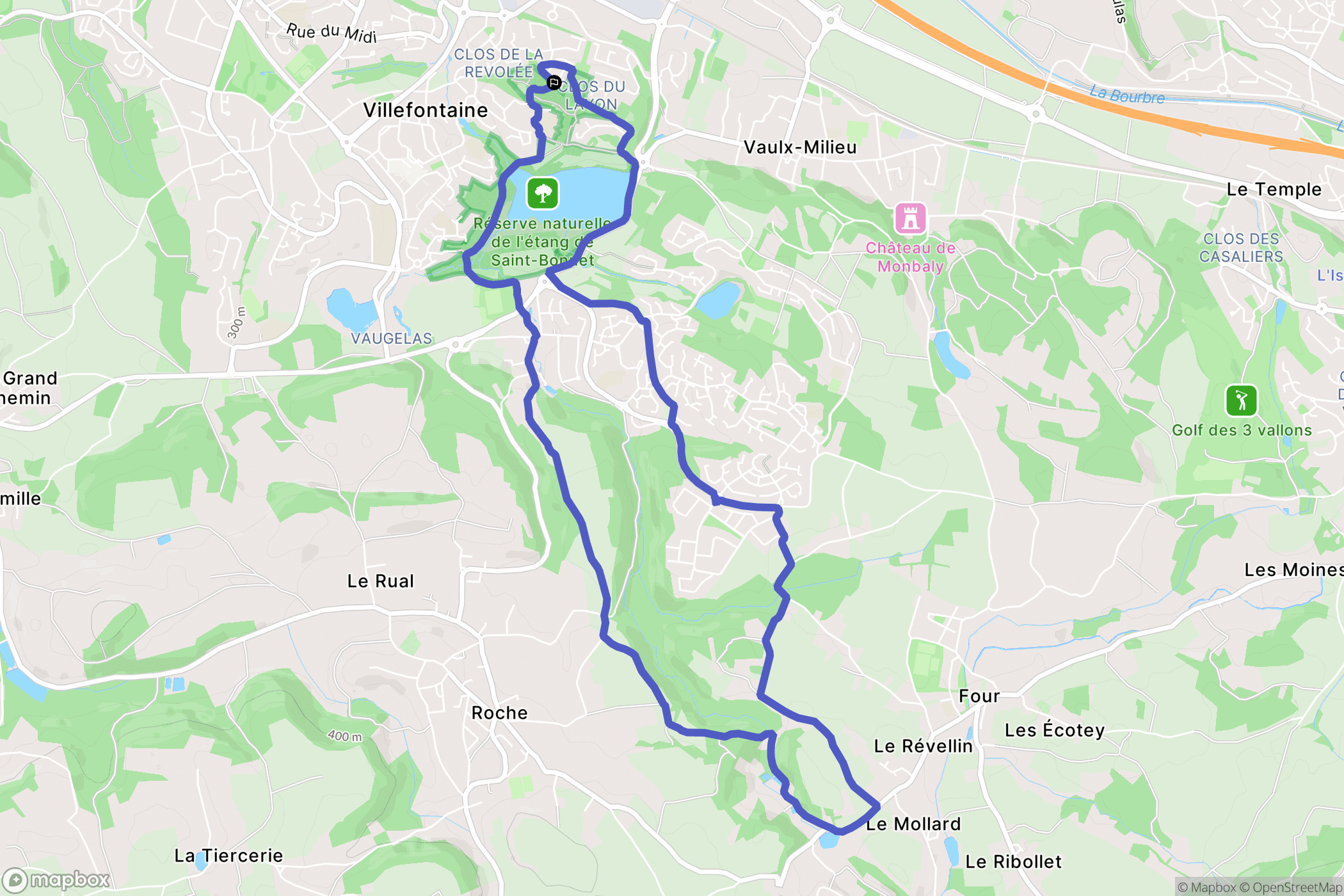 Vaulx-Milieu : carte du parcours de randonnée - France