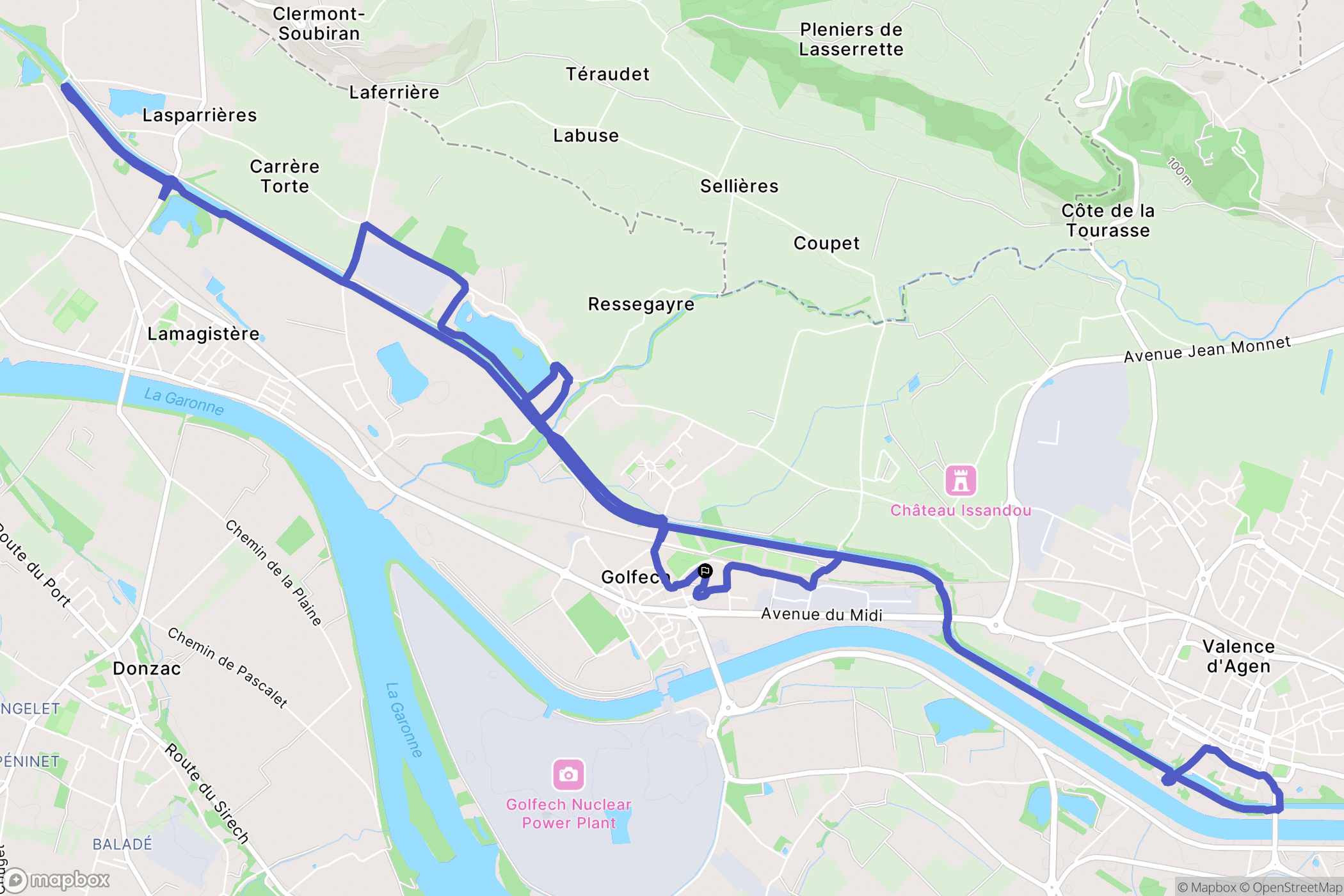 Golfech : carte du parcours de randonnée - France