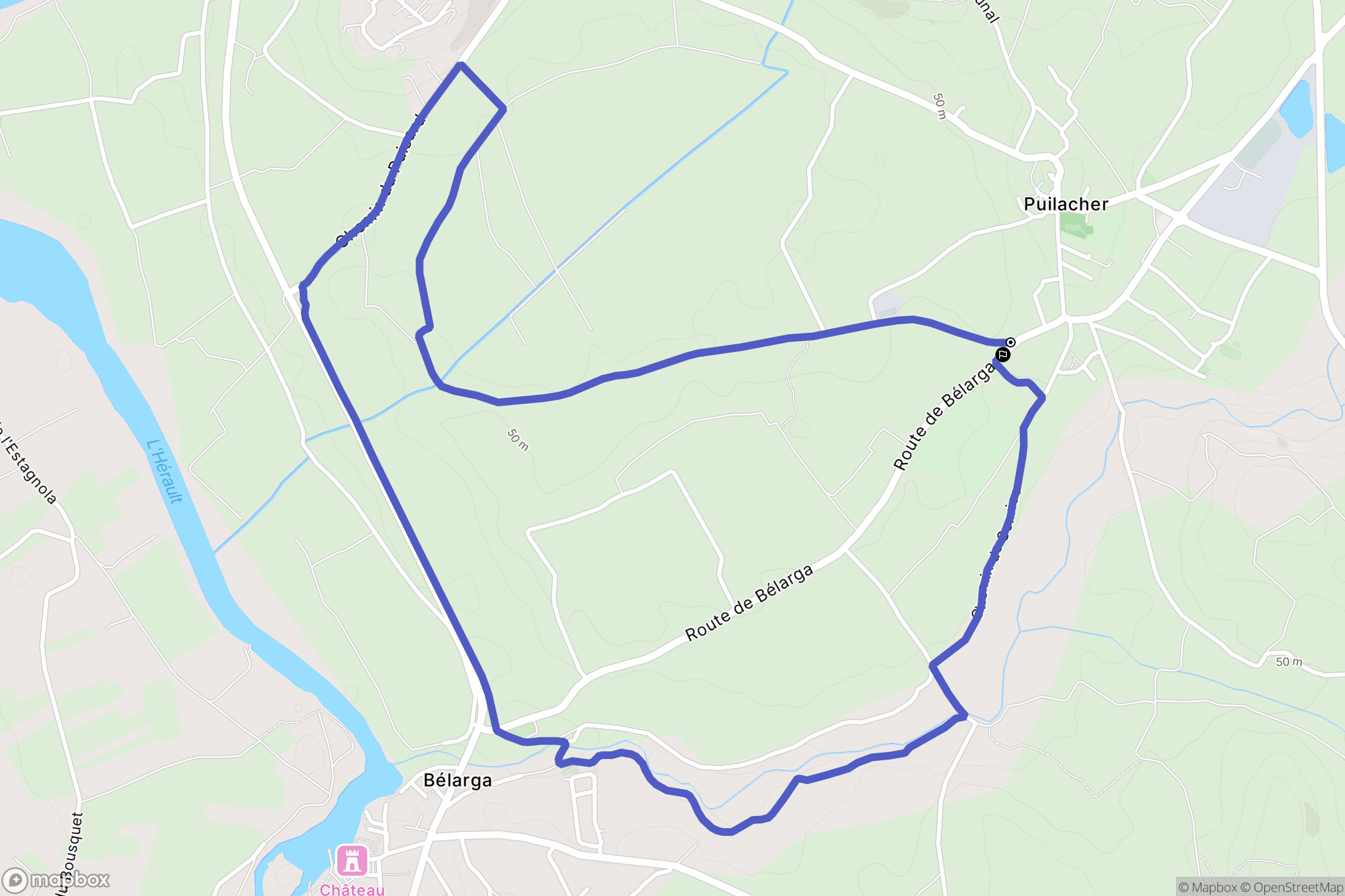 Puilacher : carte du parcours de randonnée - France