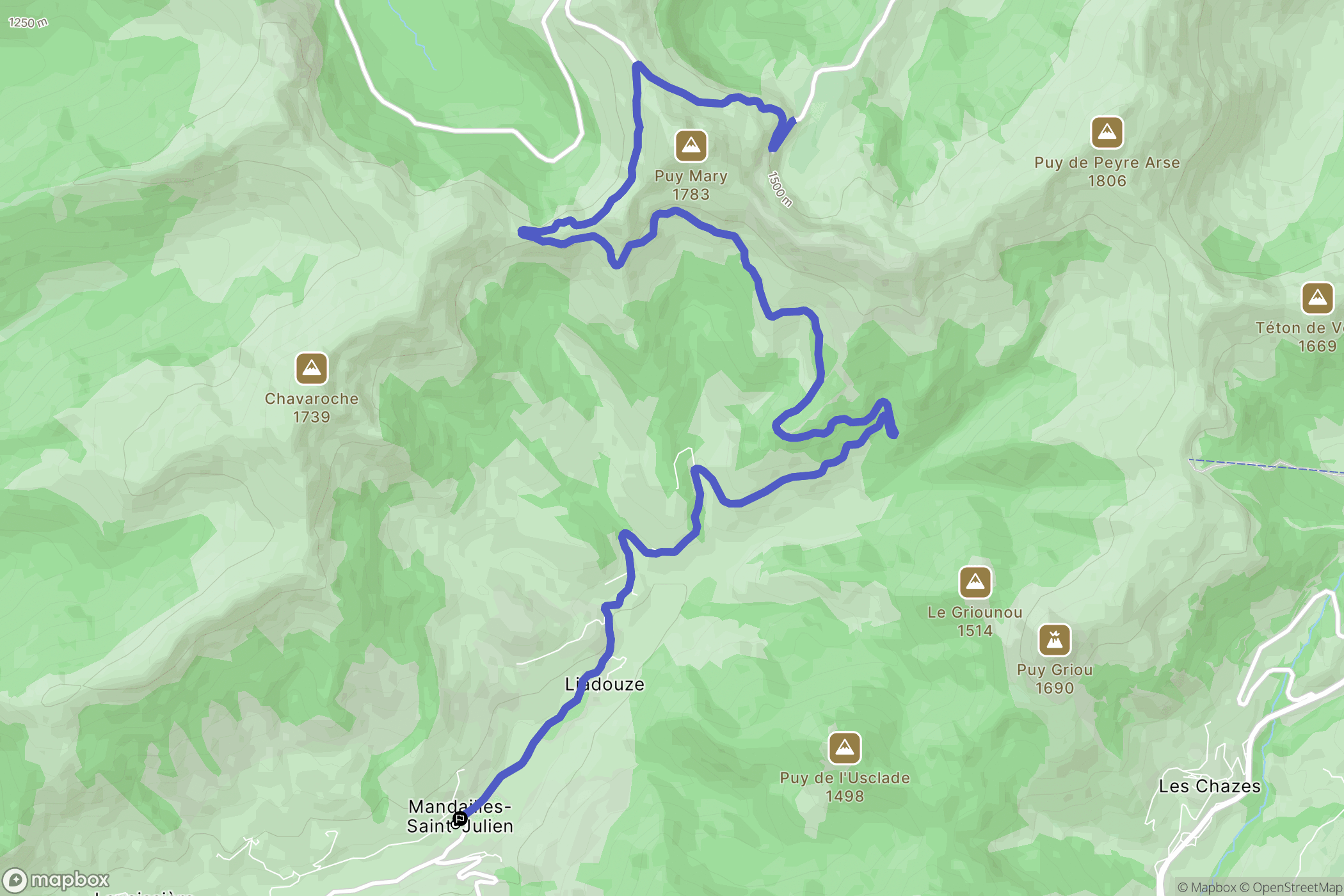 Mandailles-Saint-Julien : carte du parcours de randonnée - France