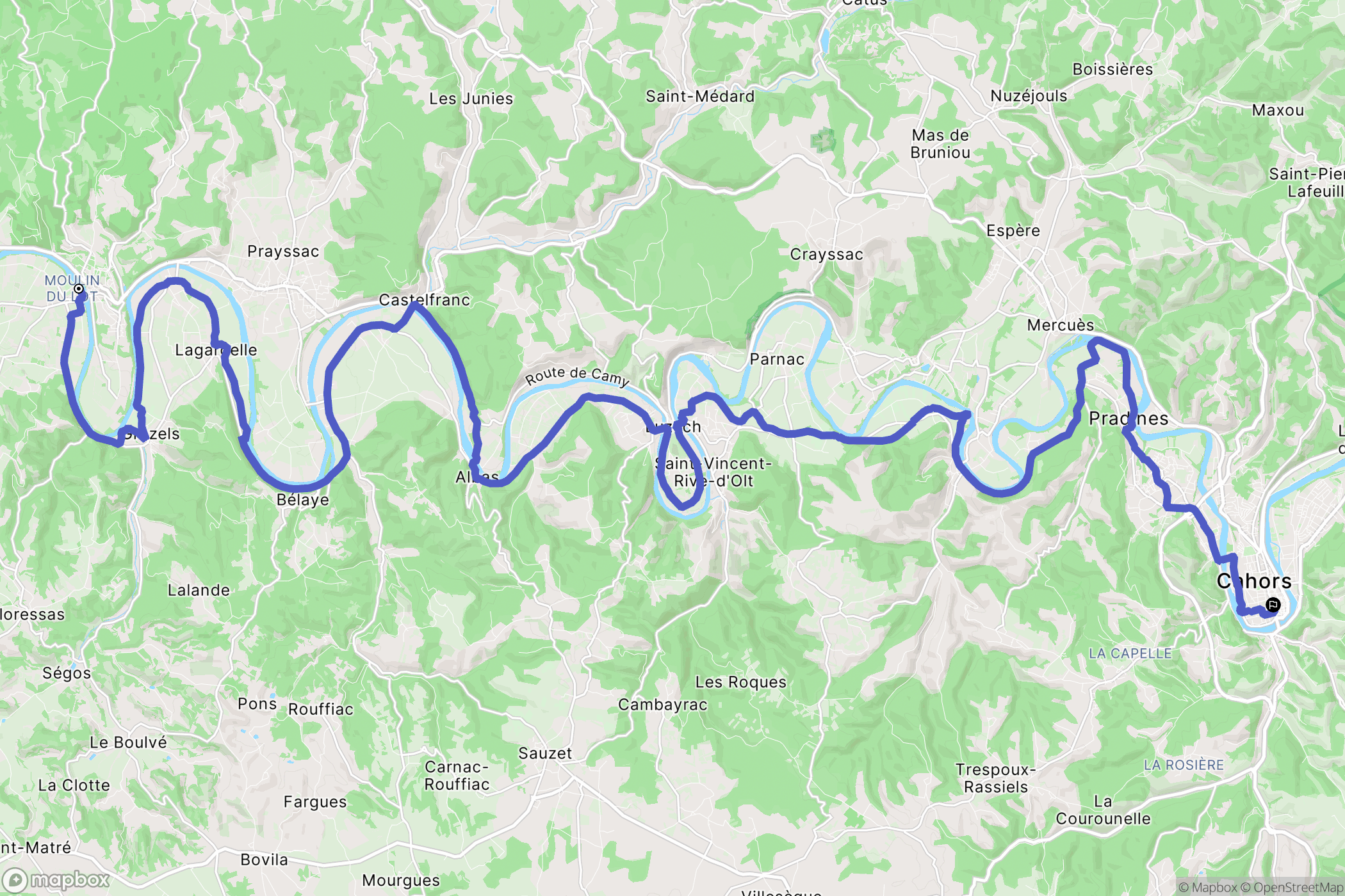 Puy-l'Évêque : carte du parcours de randonnée - France