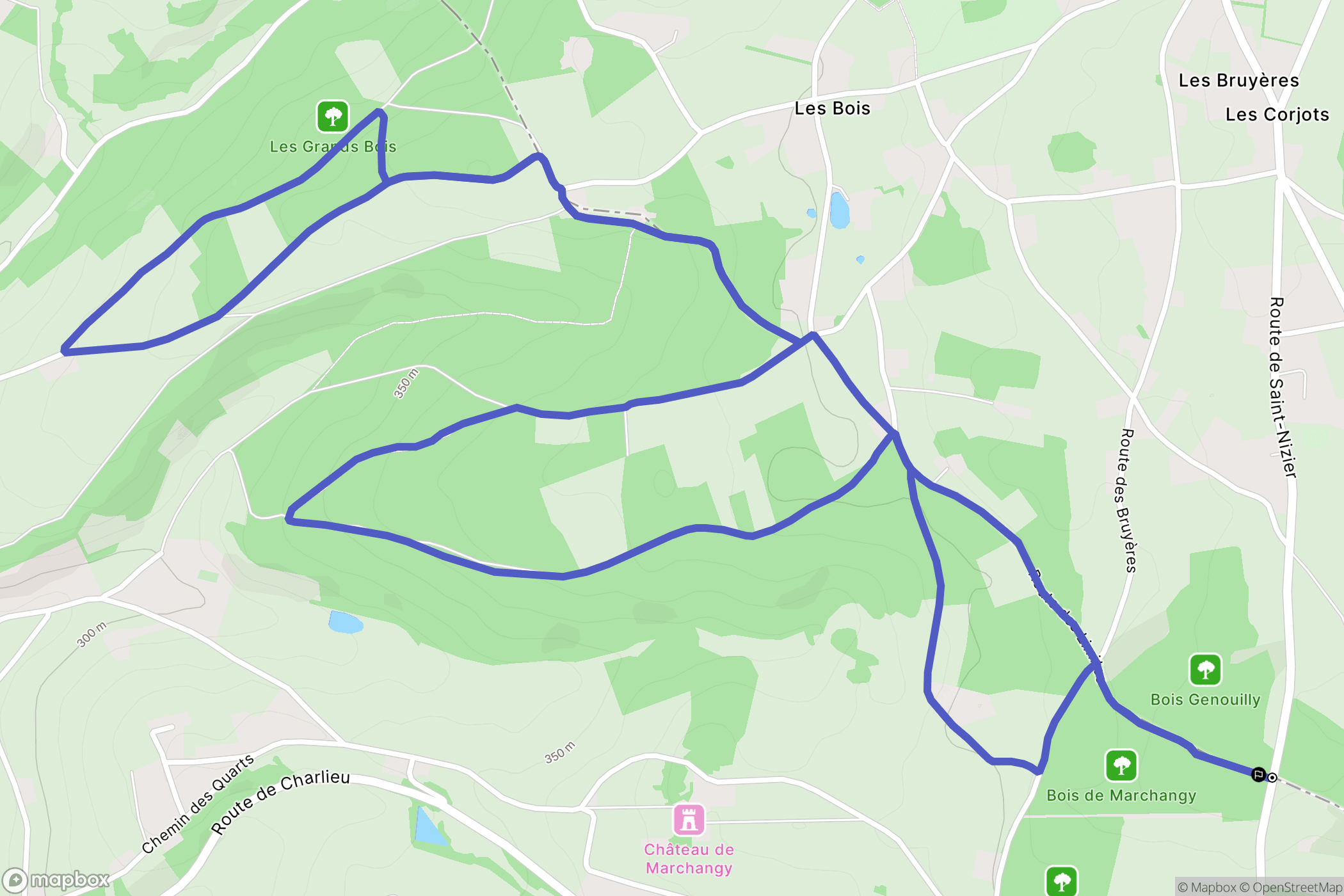 Fleury-la-Montagne : carte du parcours de randonnée - France