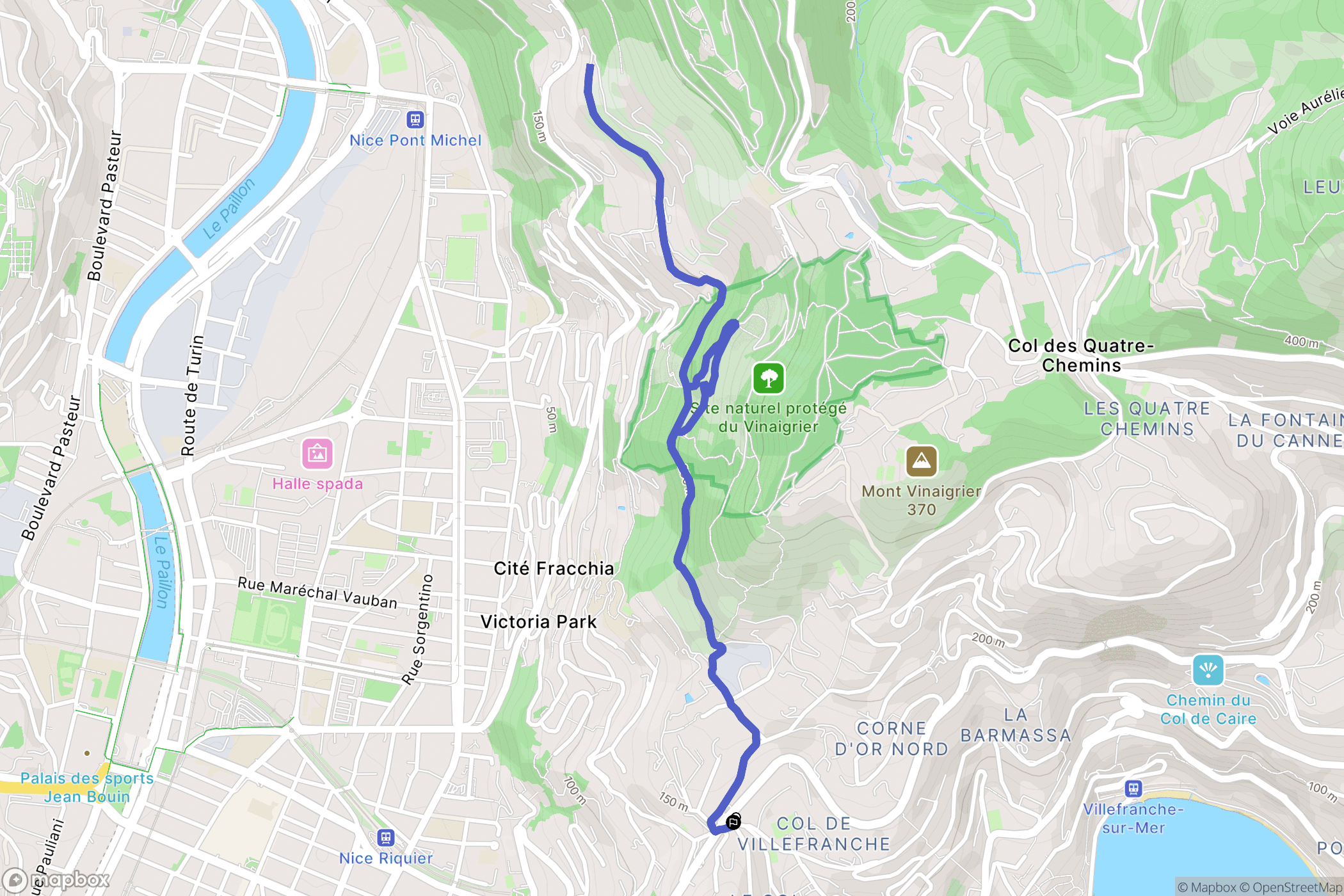 Beaulieu-sur-Mer : carte du parcours de randonnée - France