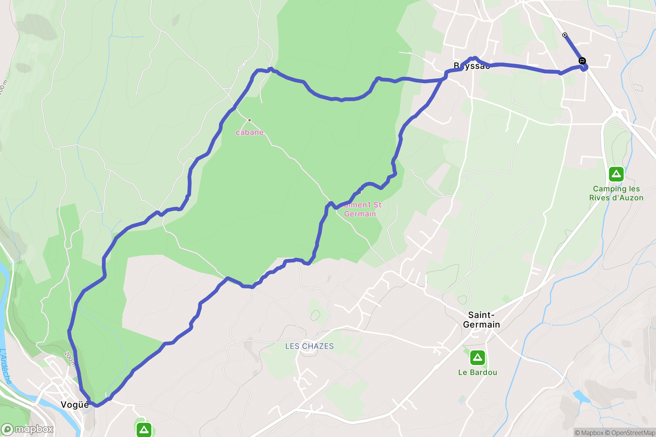 Lavilledieu : carte du parcours de randonnée - France