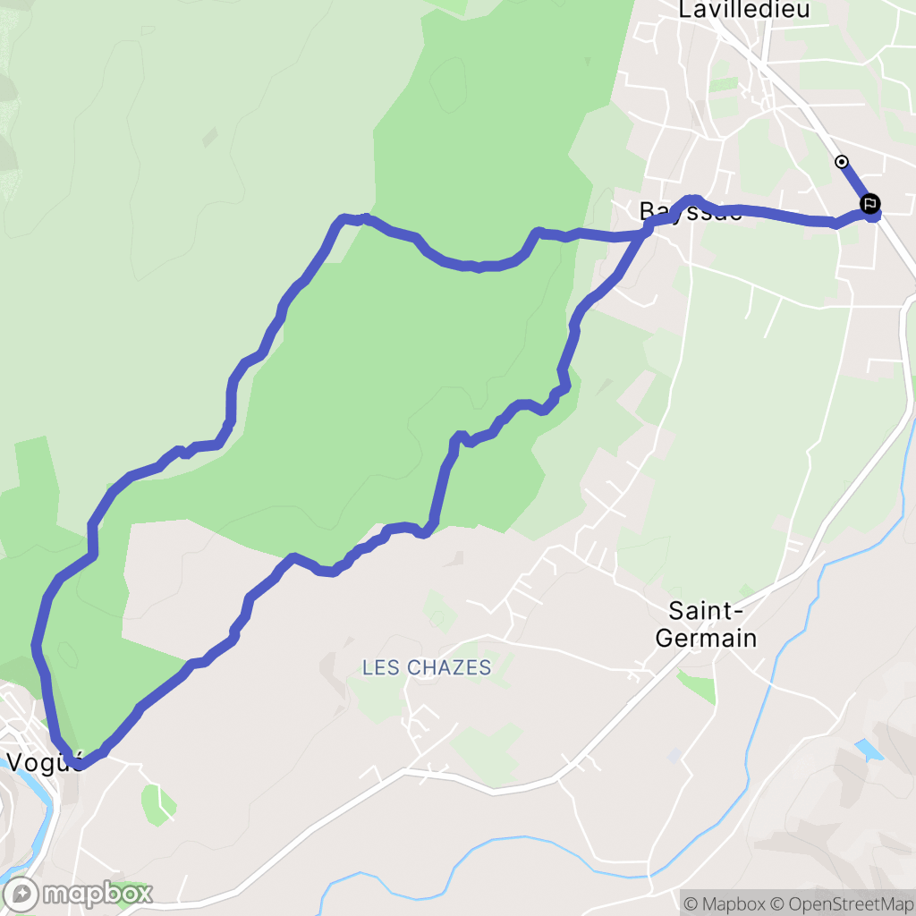 Lavilledieu : carte du parcours de randonnée - France