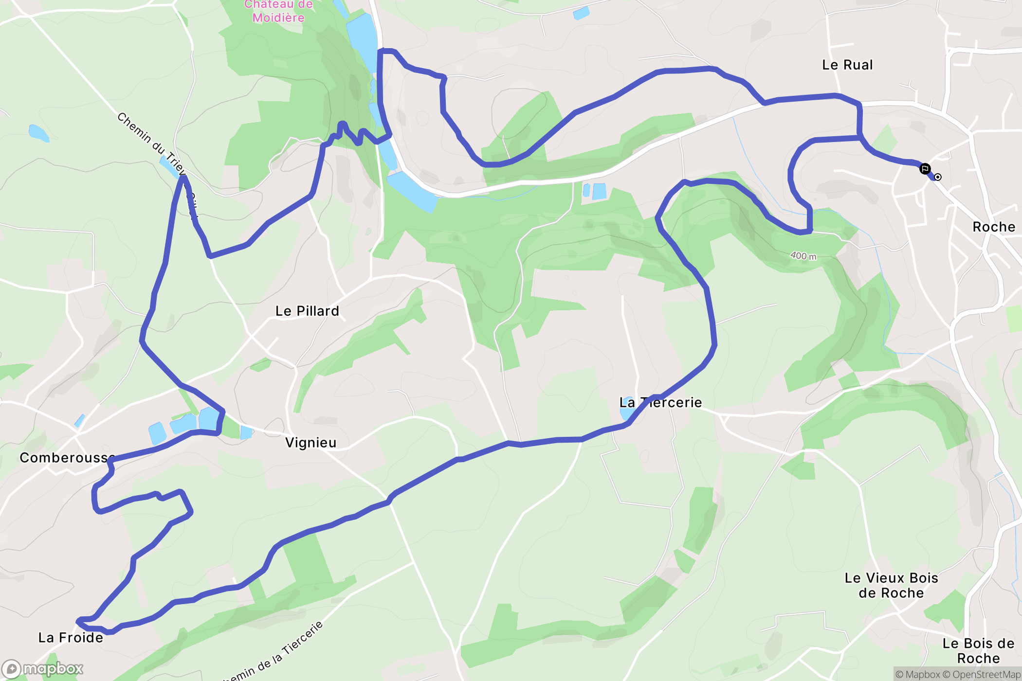 Roche : carte du parcours de randonnée - France