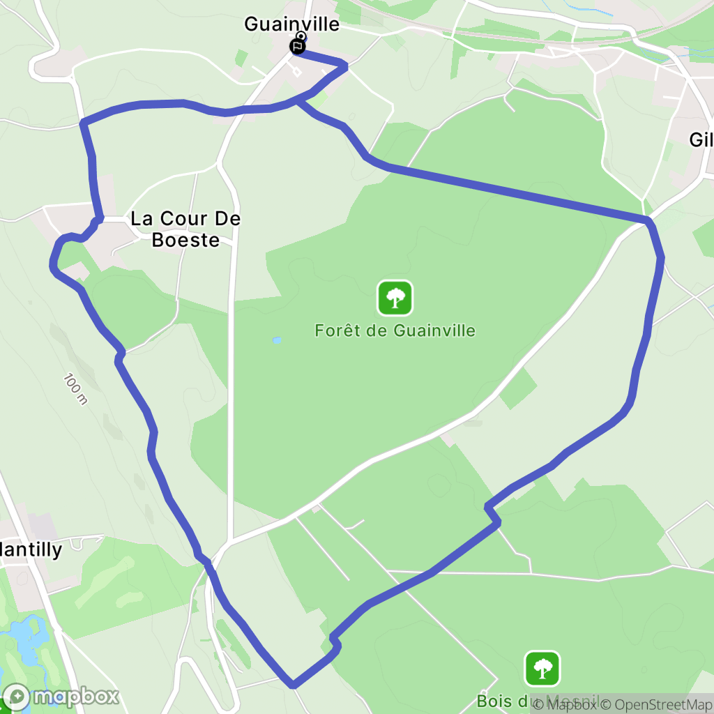Guainville : carte du parcours de randonnée - France