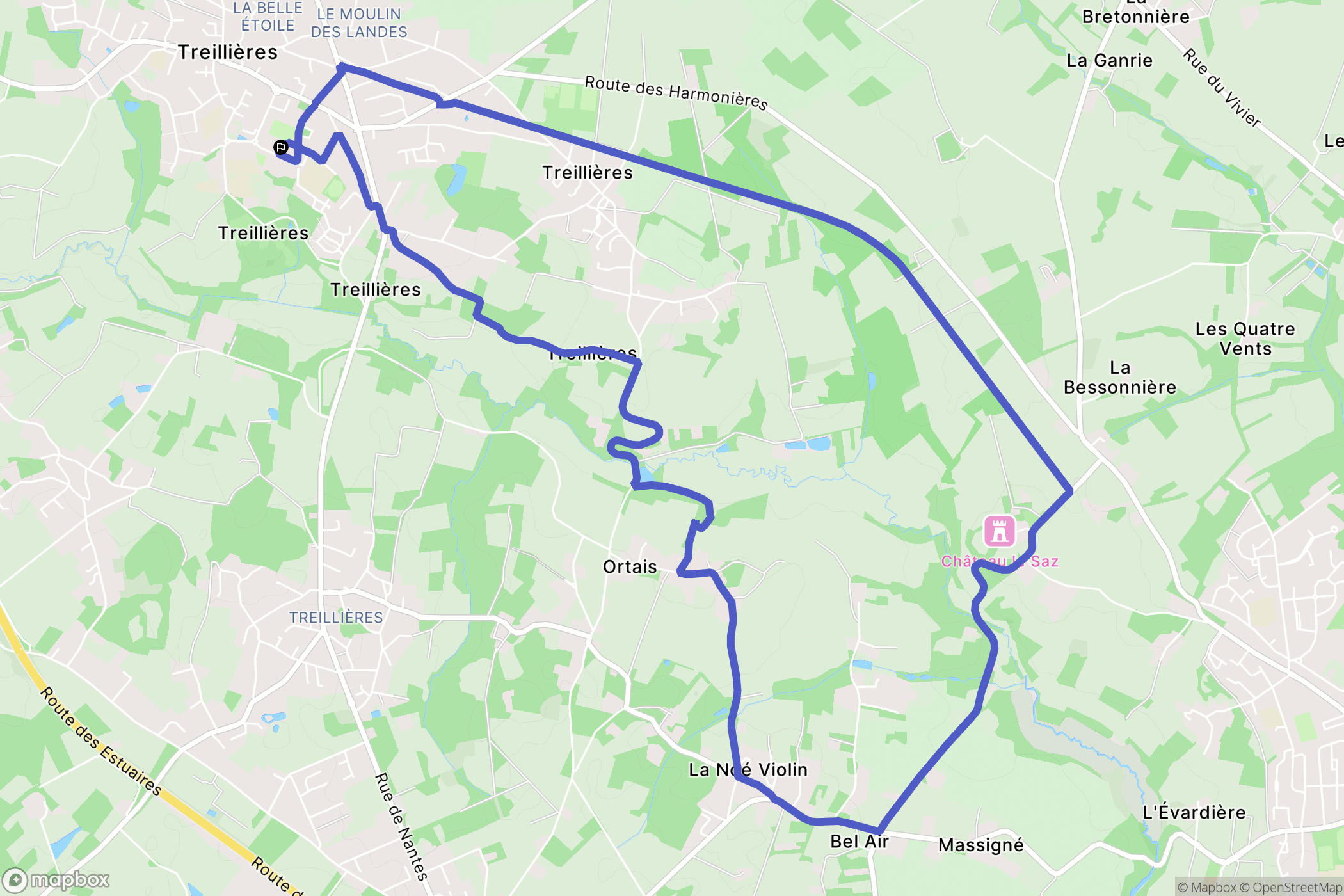 Treillières : carte du parcours de randonnée - France