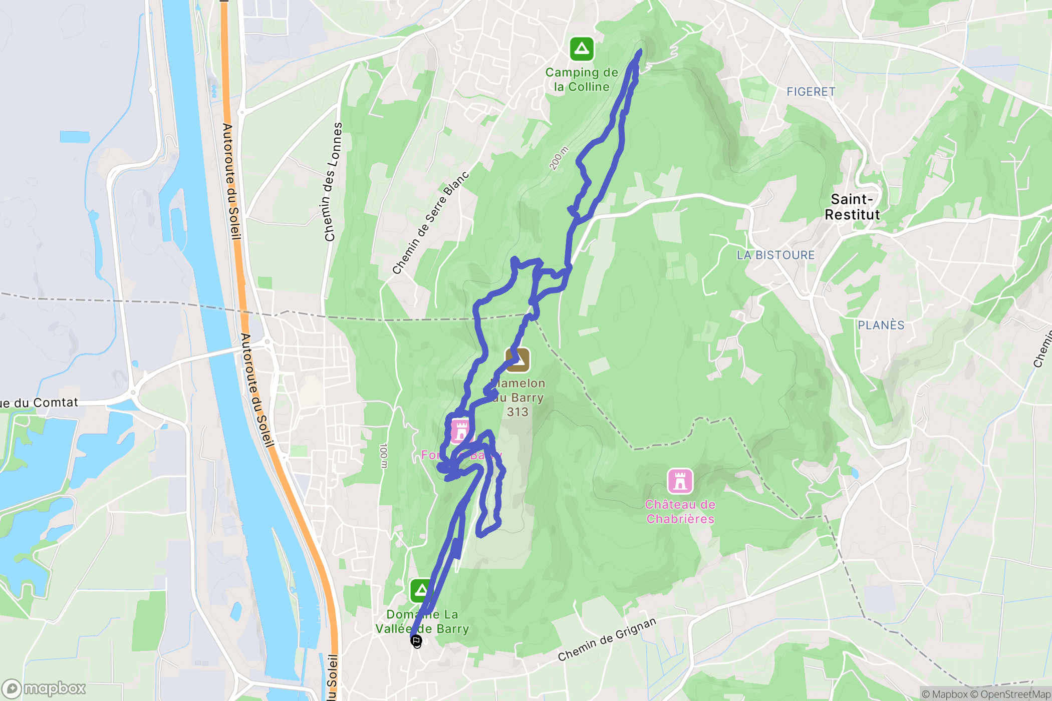 Bollène : carte du parcours de randonnée - France