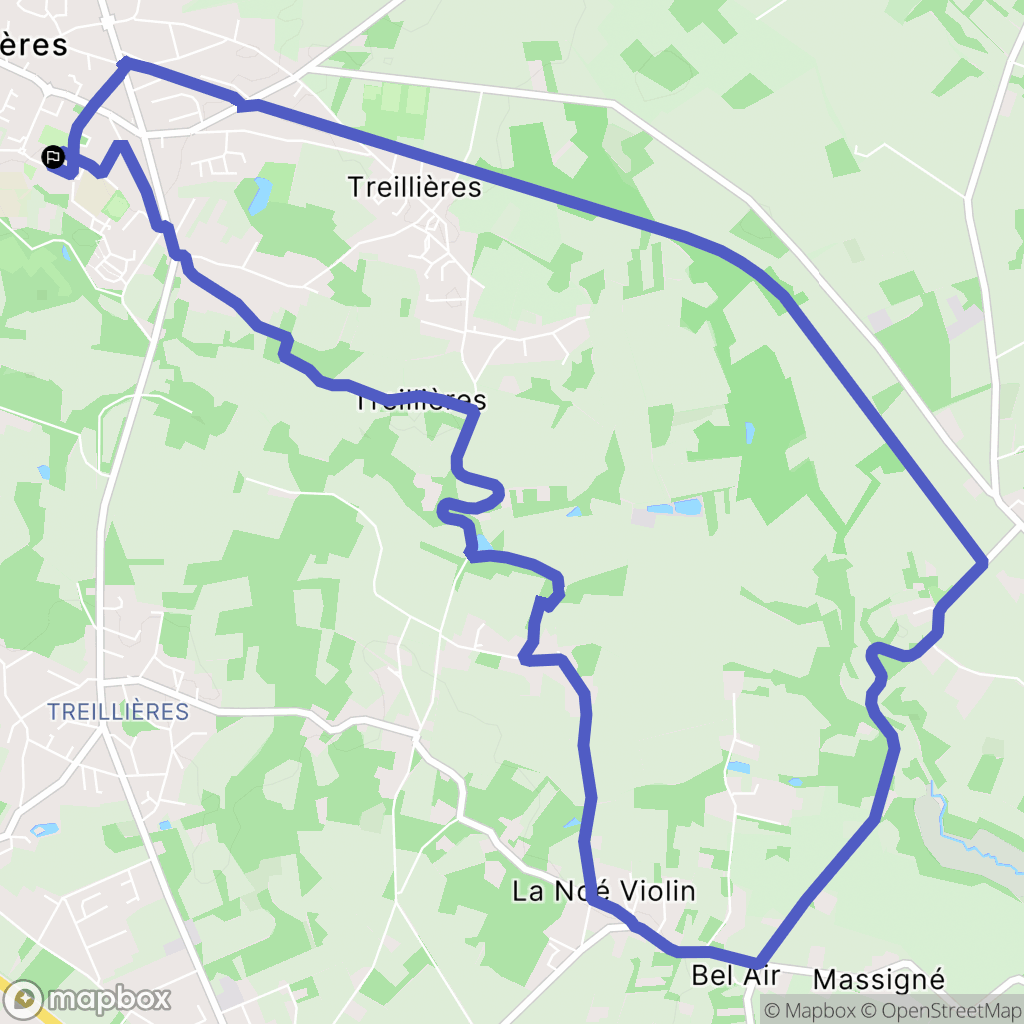 Treillières : carte du parcours de randonnée - France