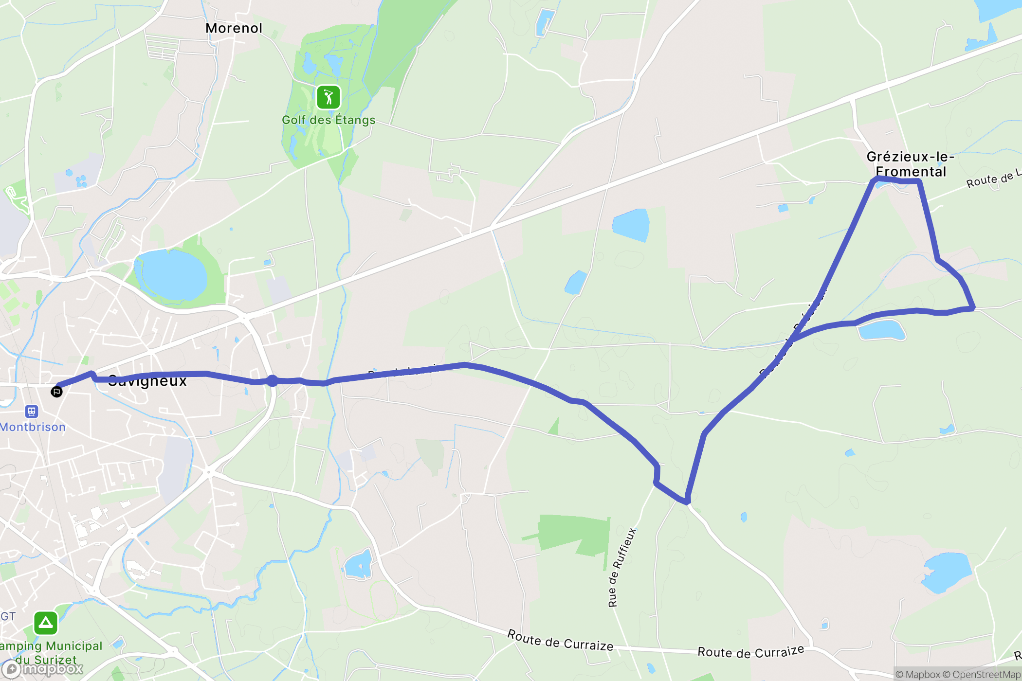 Savigneux : carte du parcours de randonnée - France