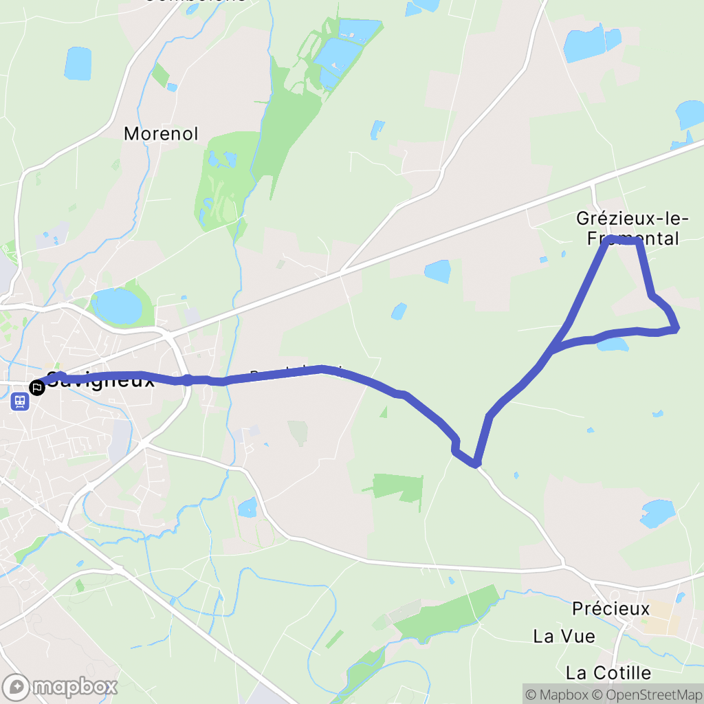 Savigneux : carte du parcours de randonnée - France