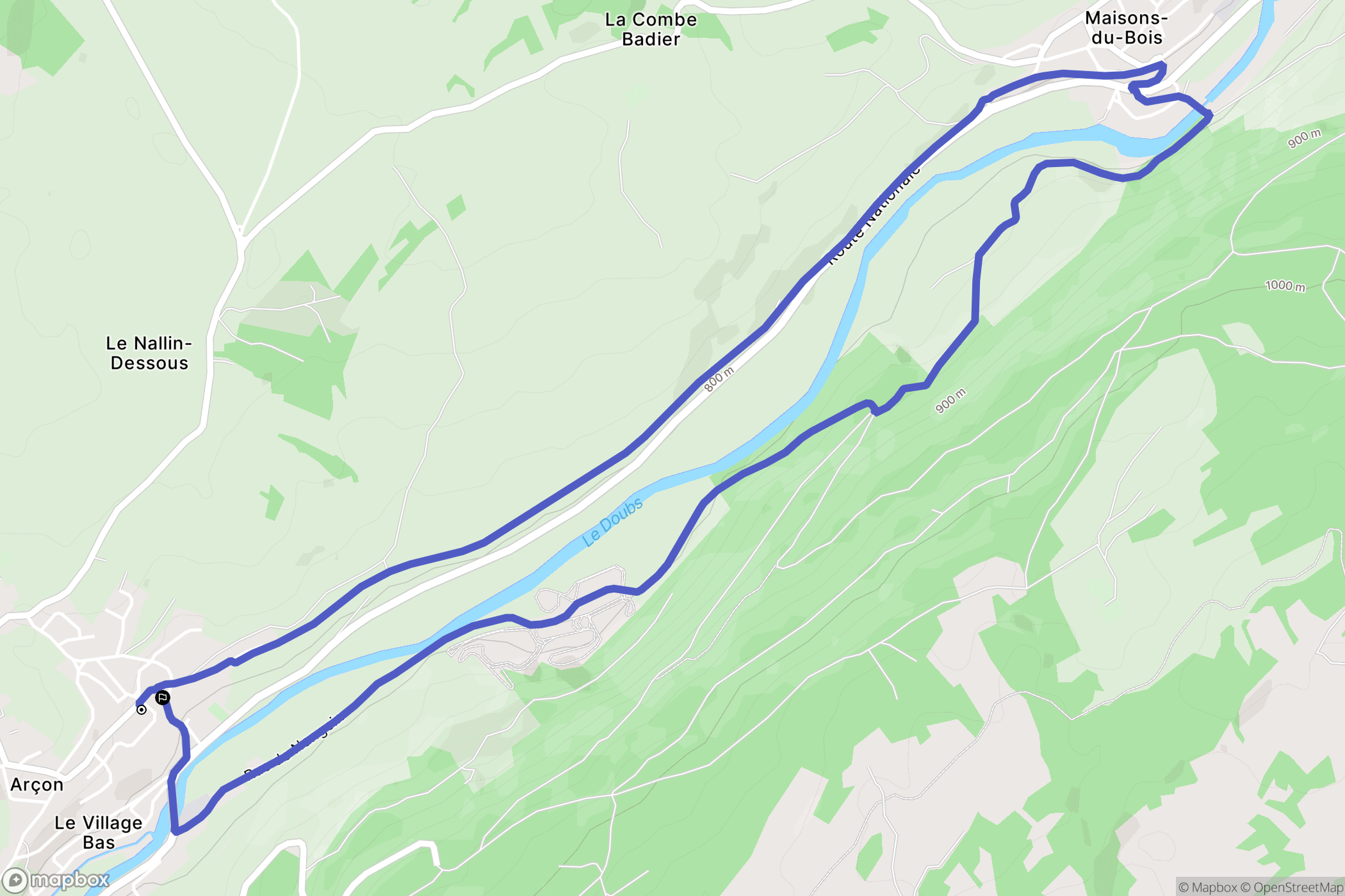 Arçon : carte du parcours de randonnée - France