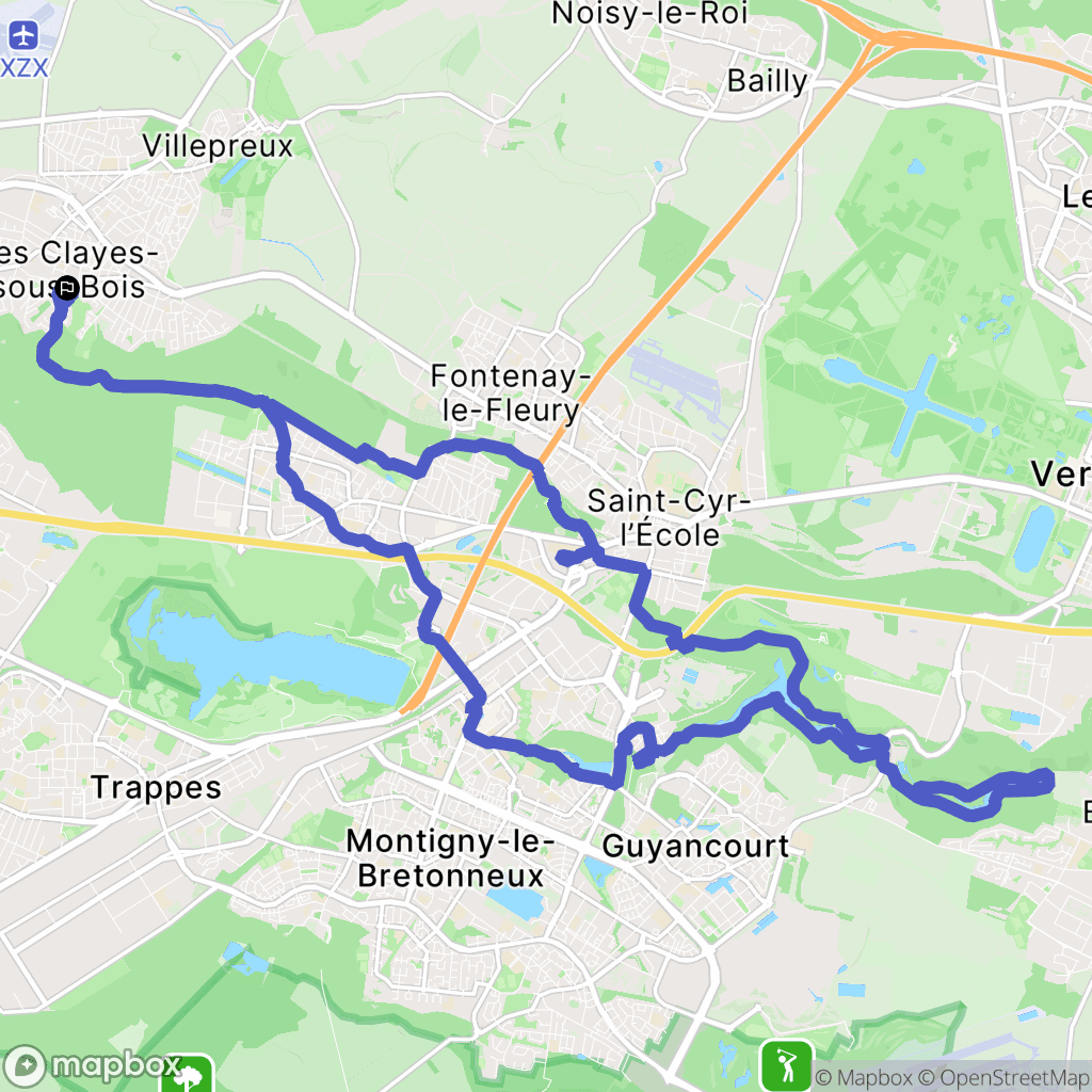 Les Clayes-sous-Bois : carte du parcours de randonnée - France