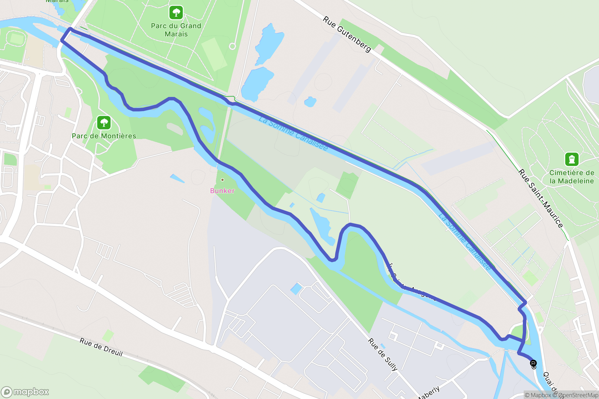 Amiens : carte du parcours de randonnée - France