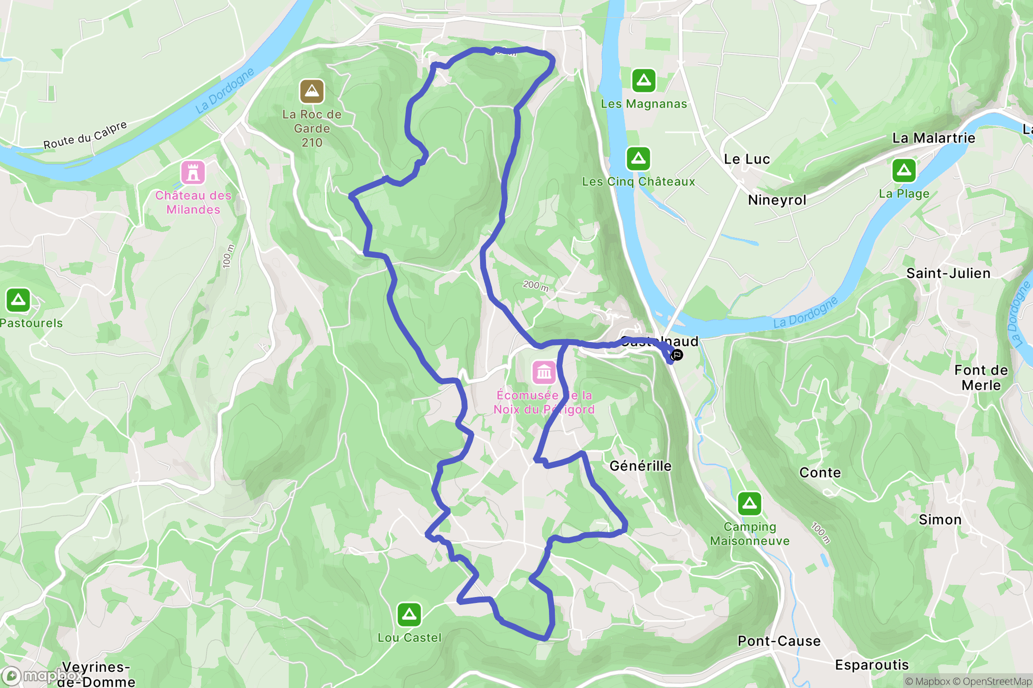Castelnaud-la-Chapelle : carte du parcours de randonnée - France
