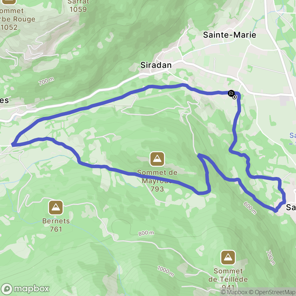 Siradan : carte du parcours de randonnée - France