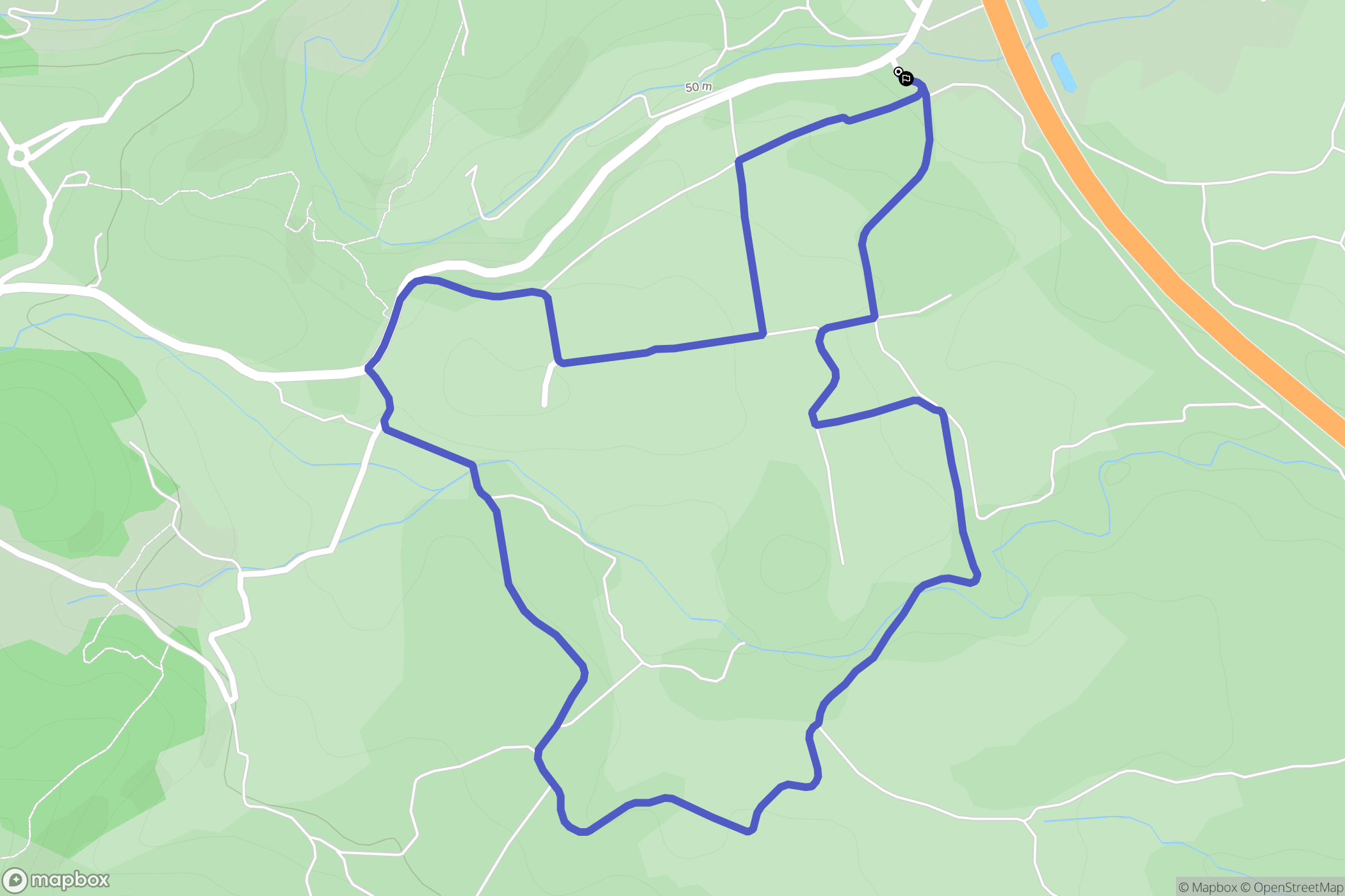 Caves : carte du parcours de randonnée - France