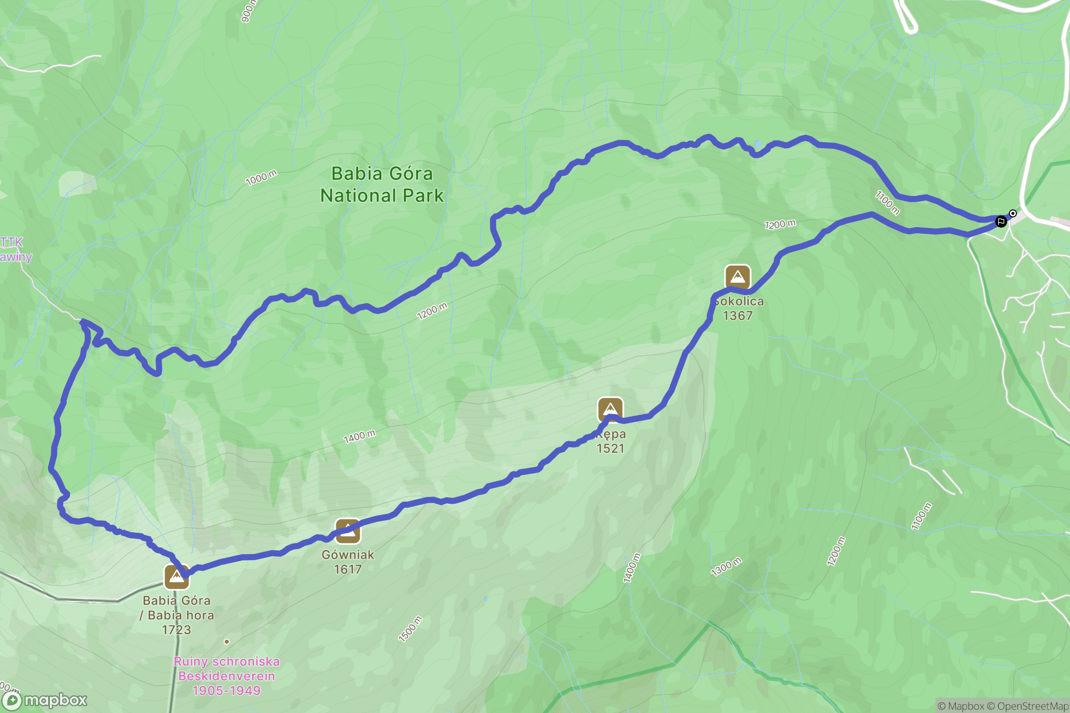 Zubrzyca Górna: mapa trasy - Poland