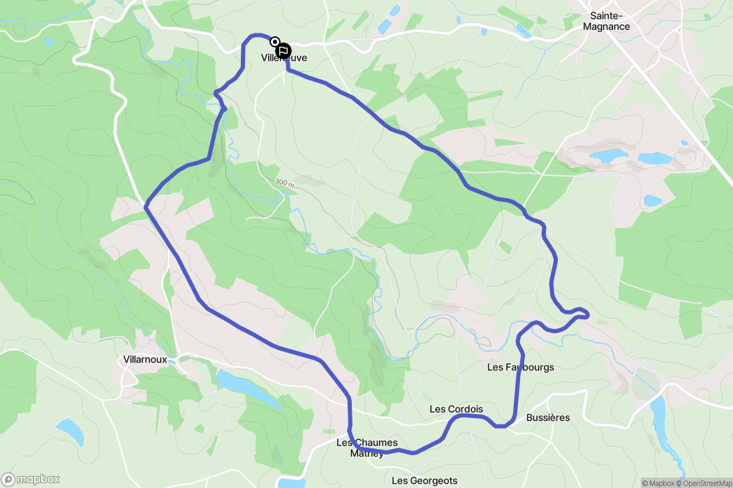 Sainte-Magnance : carte du parcours de randonnée - France
