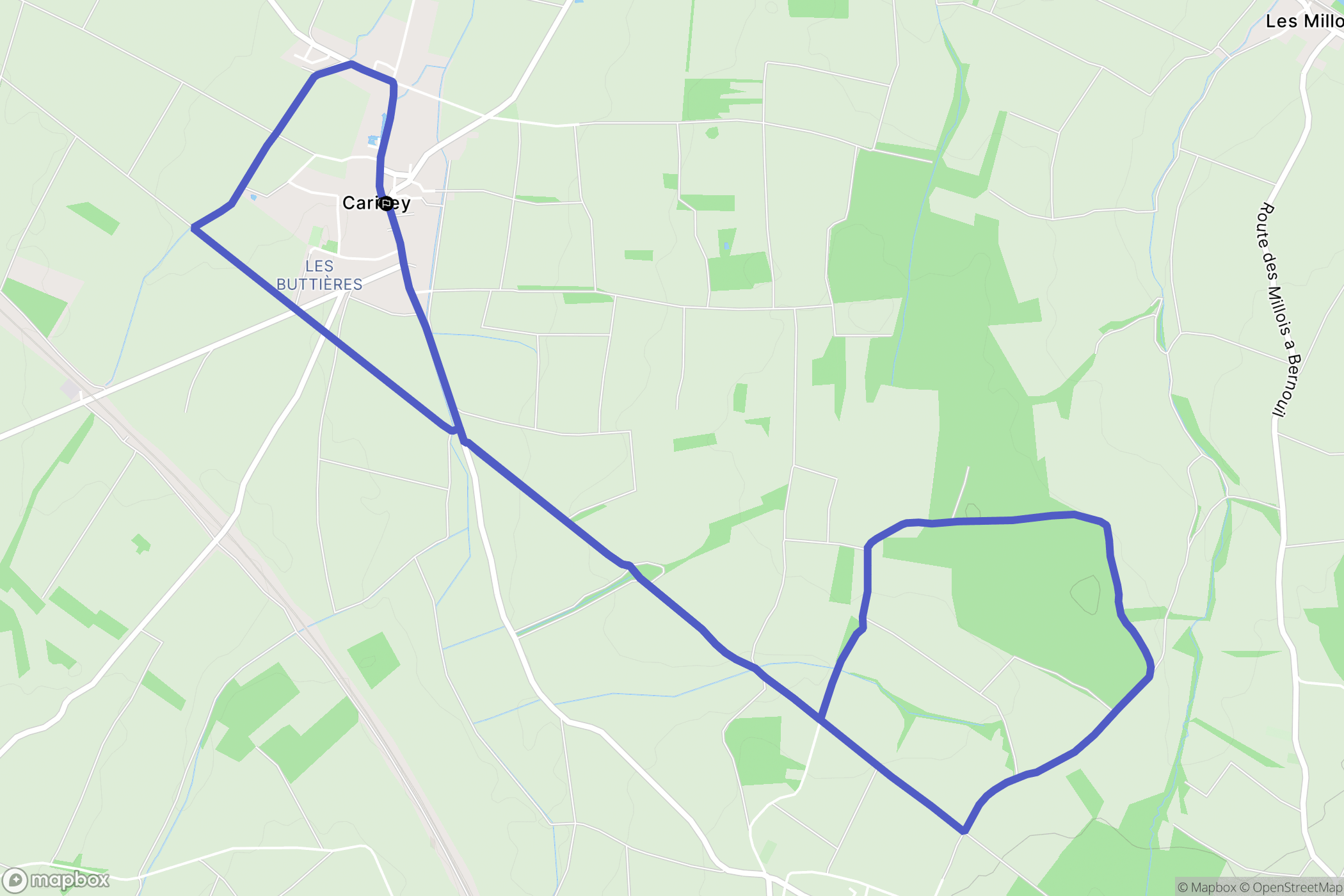 Carisey : carte du parcours de randonnée - France