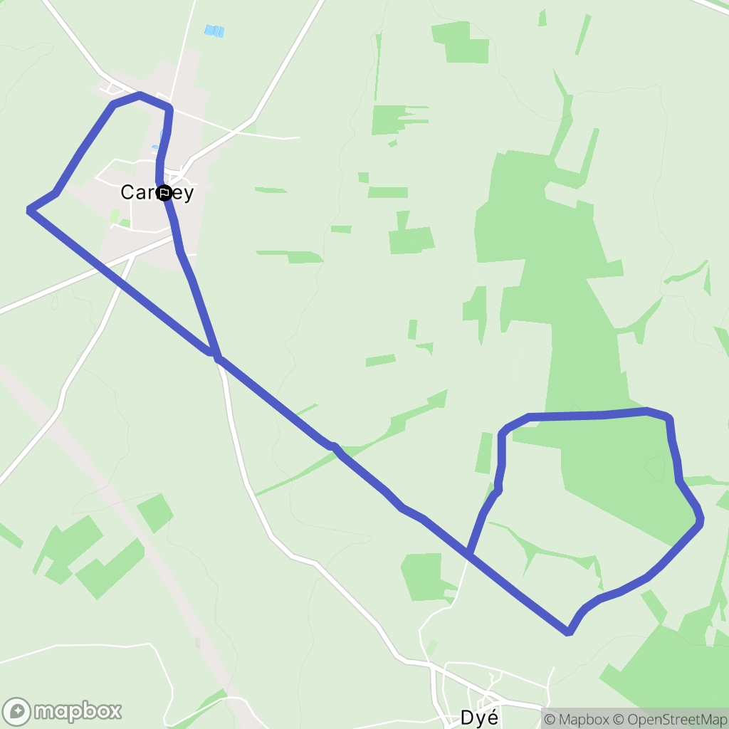 Carisey : carte du parcours de randonnée - France