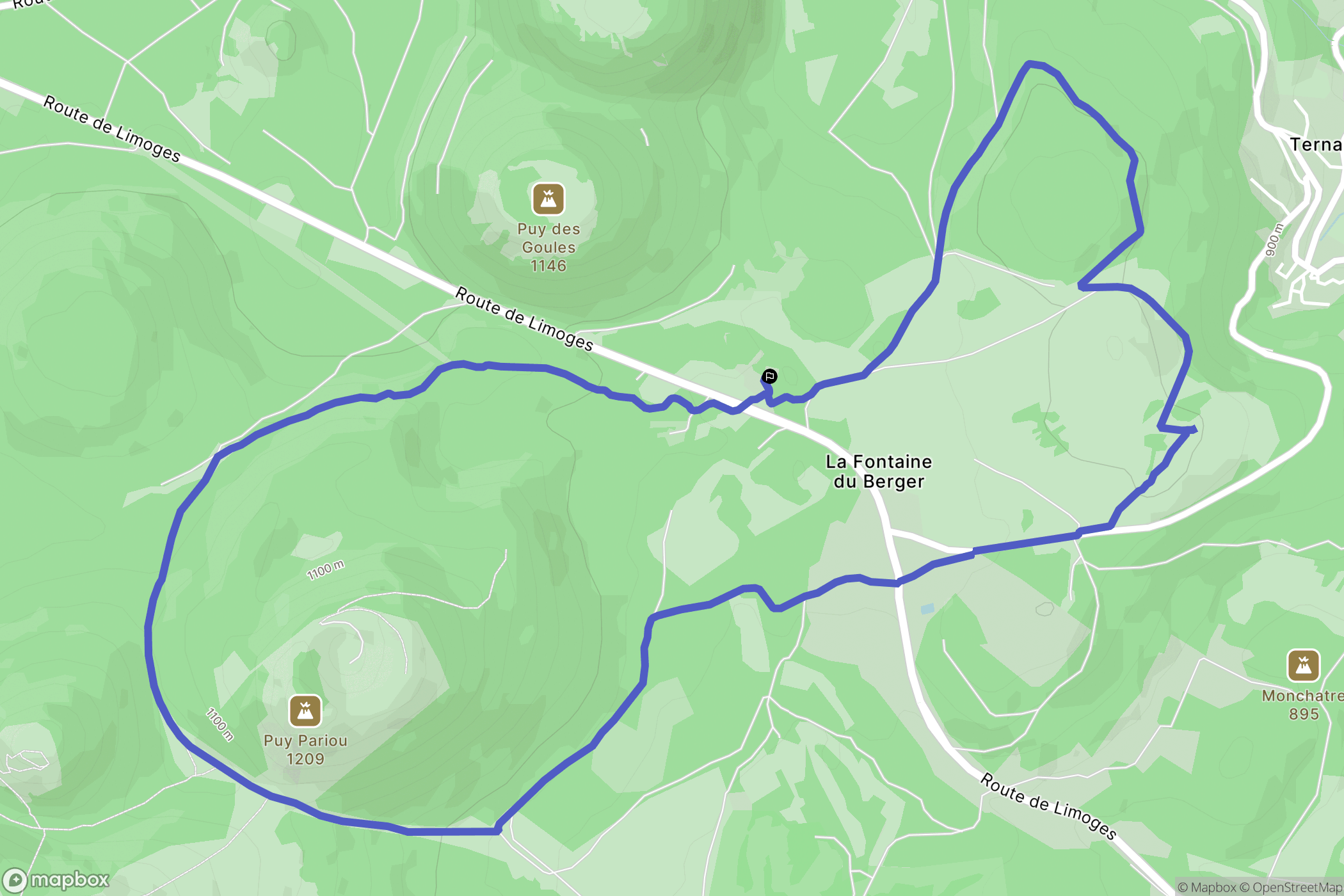 Orcines : carte du parcours de randonnée - France