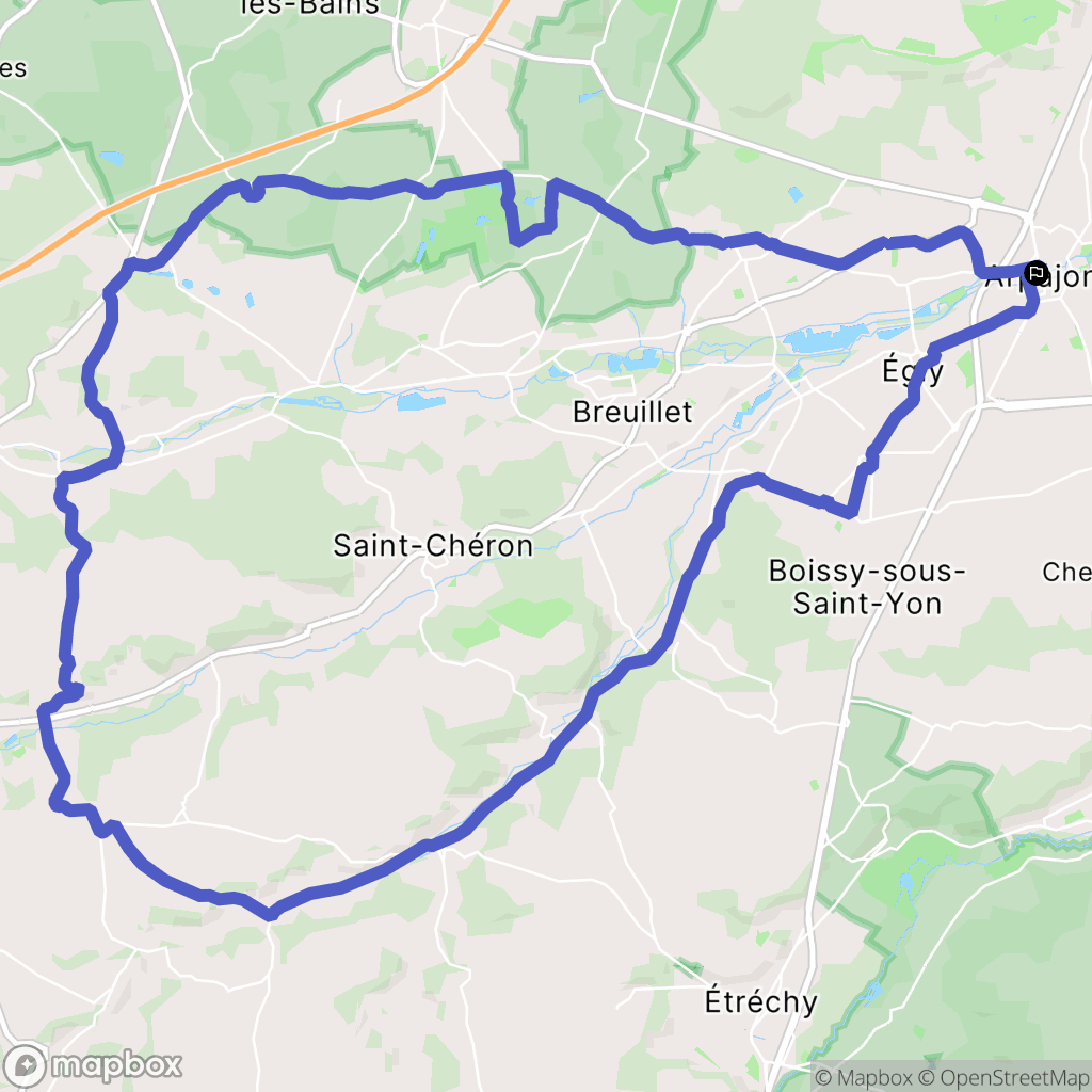 Arpajon : carte du parcours de randonnée - France
