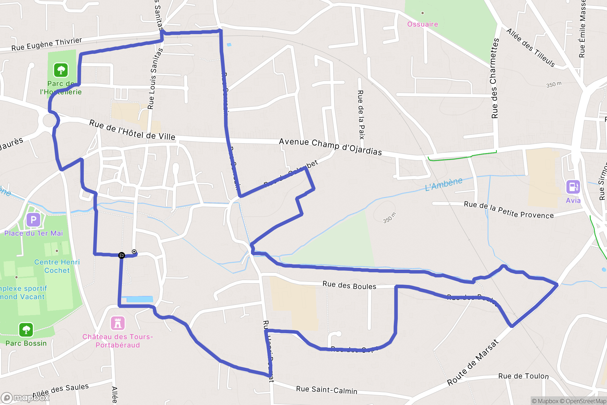 Mozac : carte du parcours de randonnée - France