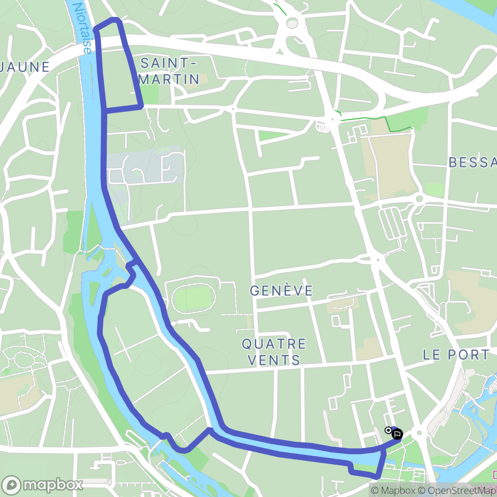 Niort : carte du parcours de randonnée - France