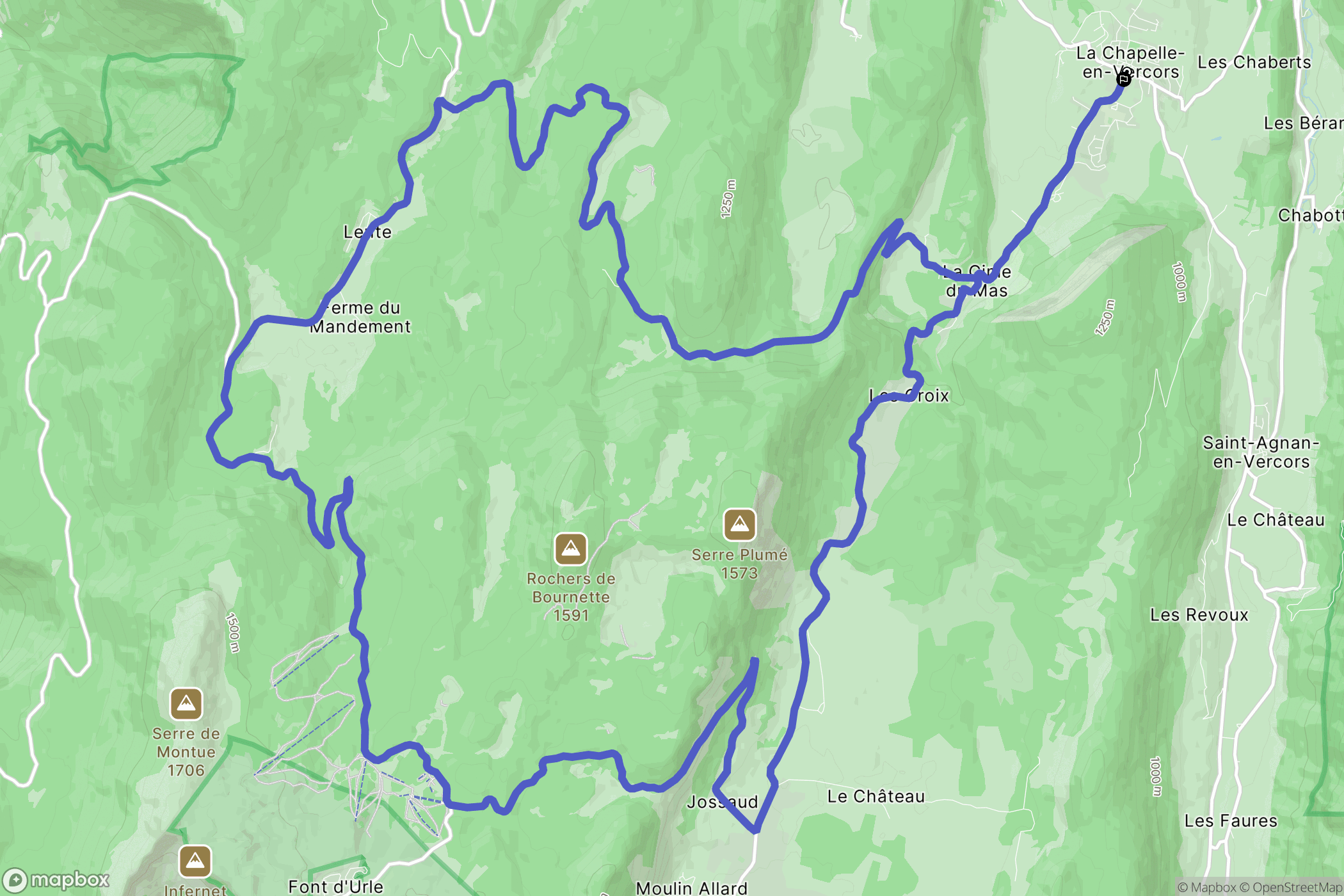 La Chapelle-en-Vercors : carte du parcours de randonnée - France