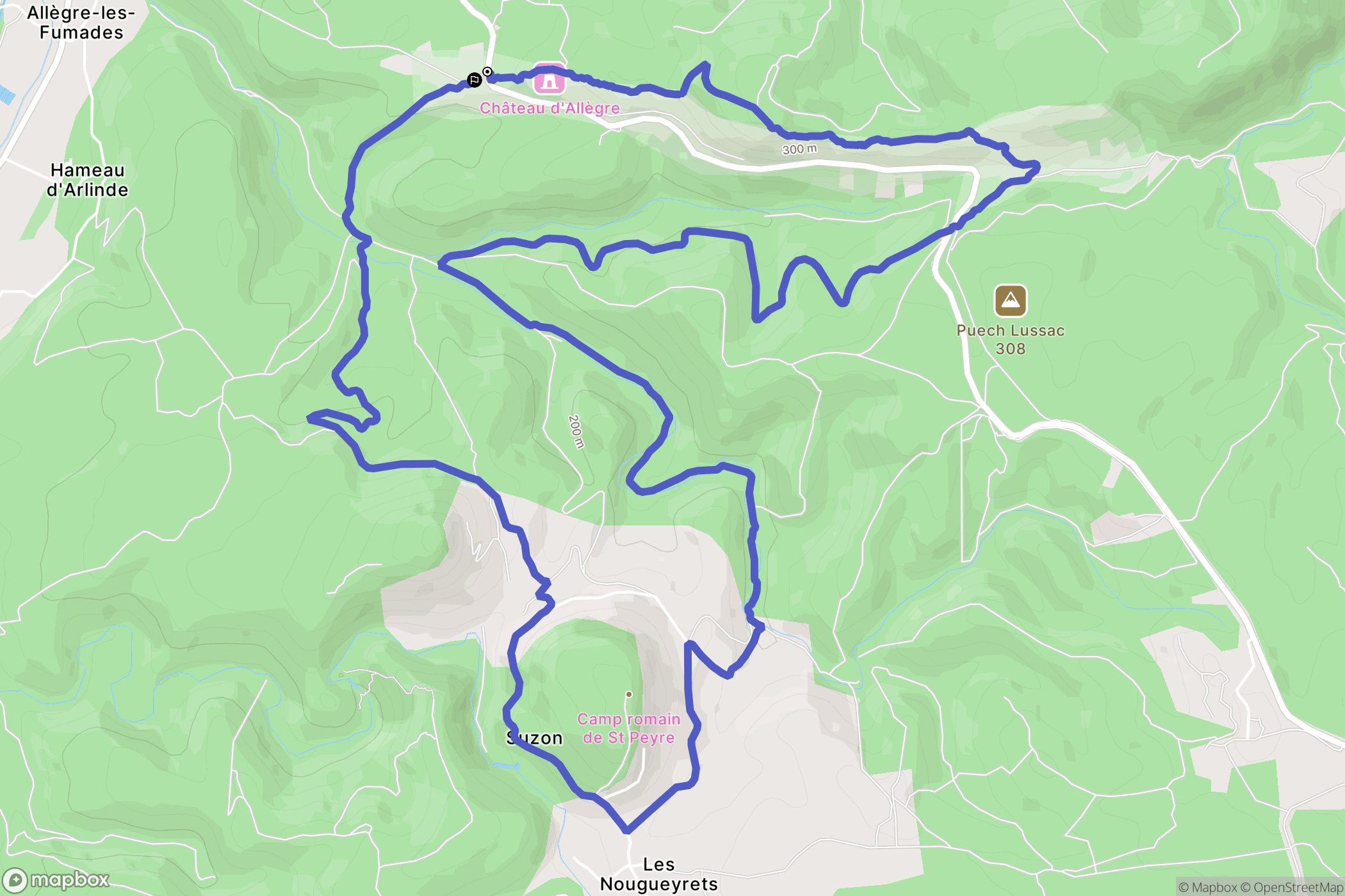 Allègre-les-Fumades : carte du parcours de randonnée - France