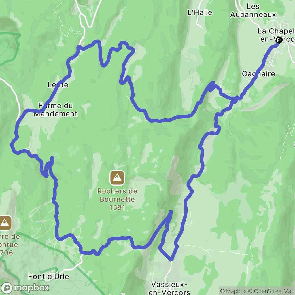 La Chapelle-en-Vercors : carte du parcours de randonnée - France