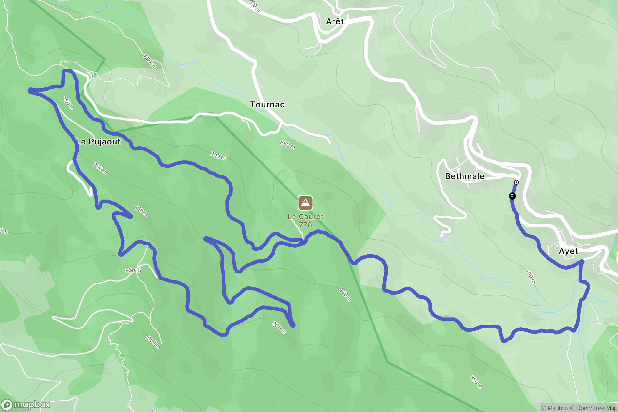 Bethmale : carte du parcours de randonnée - France
