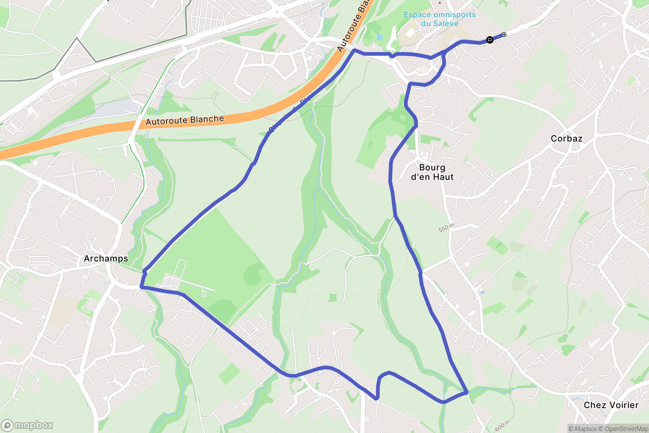 Collonges-sous-Salève : carte du parcours de randonnée - France