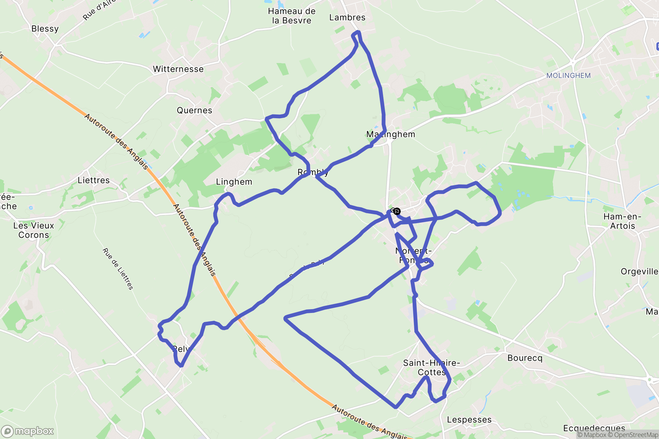 Norrent-Fontes : carte du parcours de randonnée - France