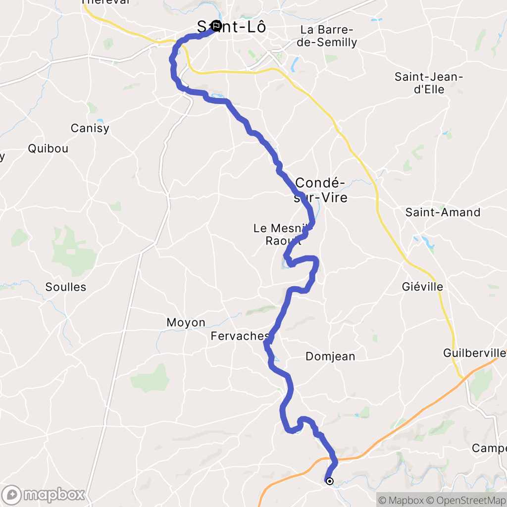 Saint-Lô : carte du parcours de randonnée - France